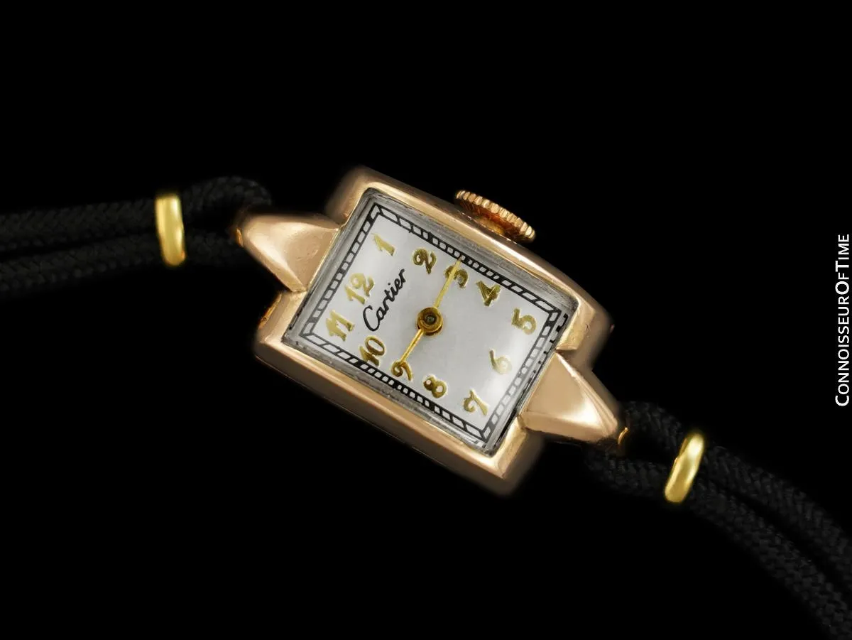 1940's Cartier Vintage Classic Ladies Handwound Watch - 14K Rose Gold