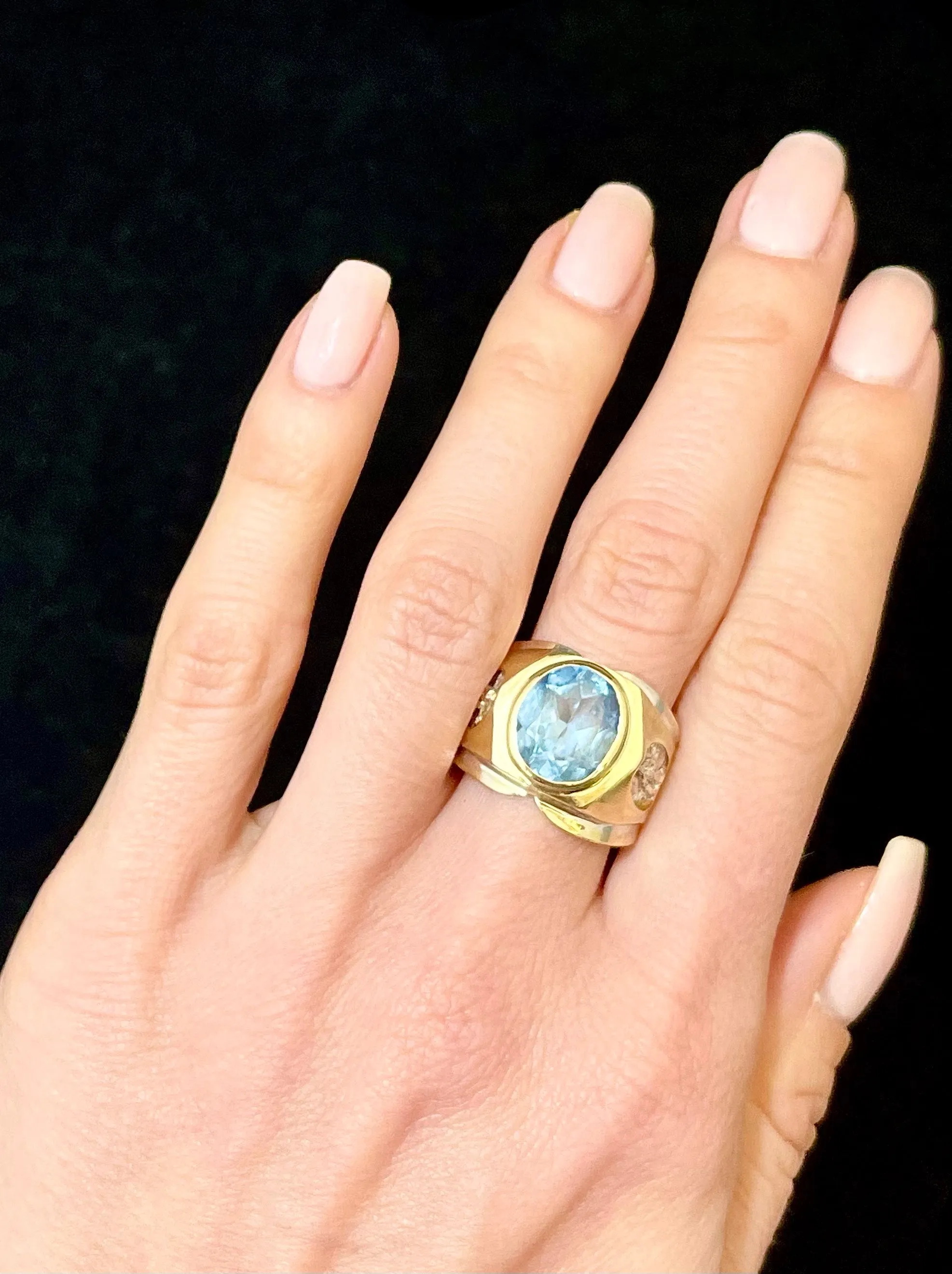 1940s Design SYWG with Oval Blue Topaz Ring - $3.5K Appraisal Value w/CoA!
