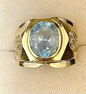 1940s Design SYWG with Oval Blue Topaz Ring - $3.5K Appraisal Value w/CoA!