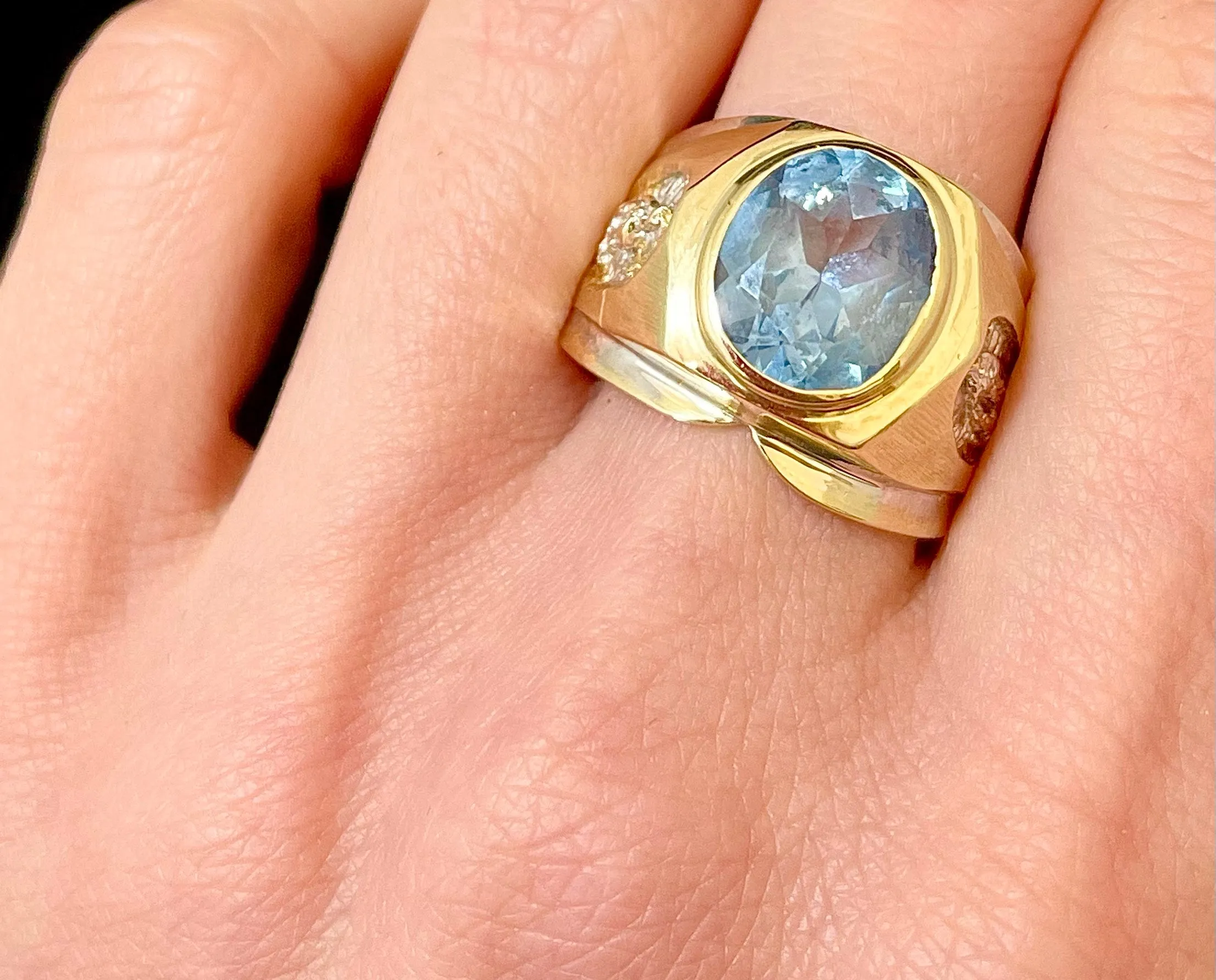 1940s Design SYWG with Oval Blue Topaz Ring - $3.5K Appraisal Value w/CoA!