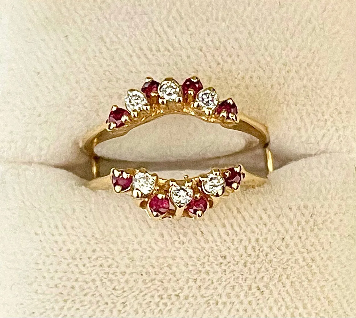1940s Designer SYG Diamond & Ruby Enhancer Ring - $4K Appraisal Value w/CoA!