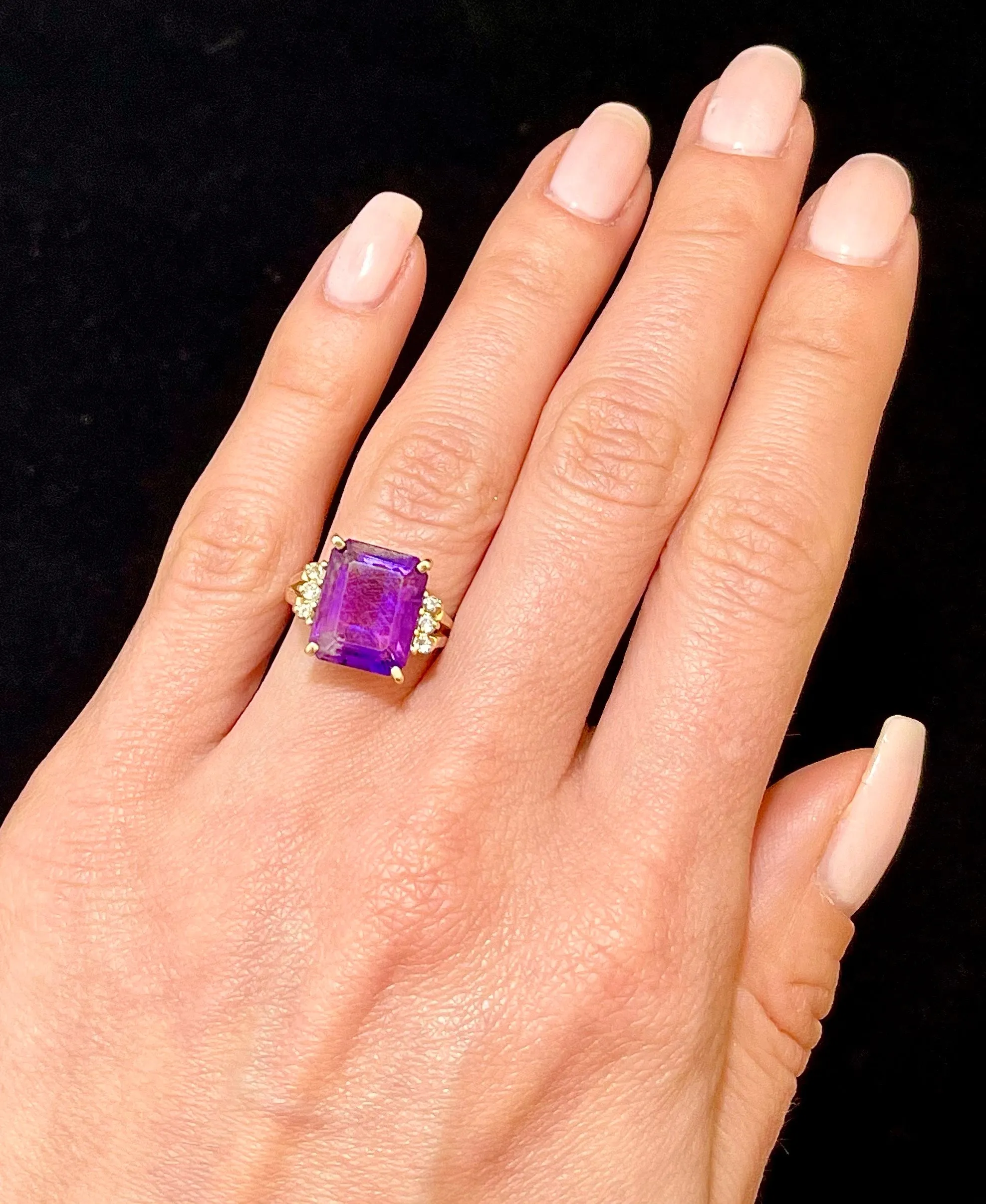 1940s Designer SYG with Amethyst & Diamonds Ring - $5K Appraisal Value w/CoA!