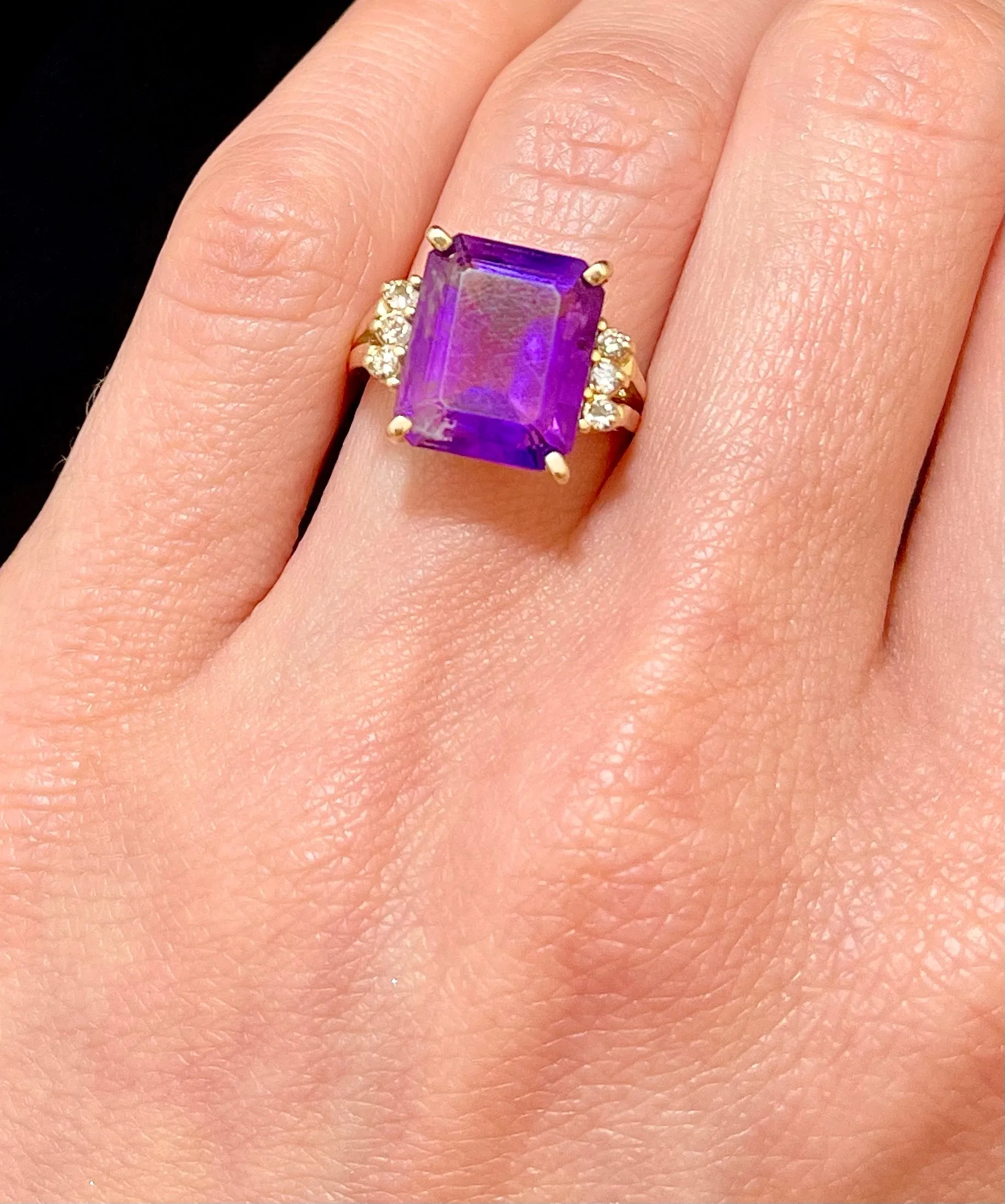 1940s Designer SYG with Amethyst & Diamonds Ring - $5K Appraisal Value w/CoA!