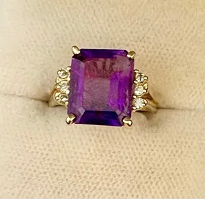 1940s Designer SYG with Amethyst & Diamonds Ring - $5K Appraisal Value w/CoA!