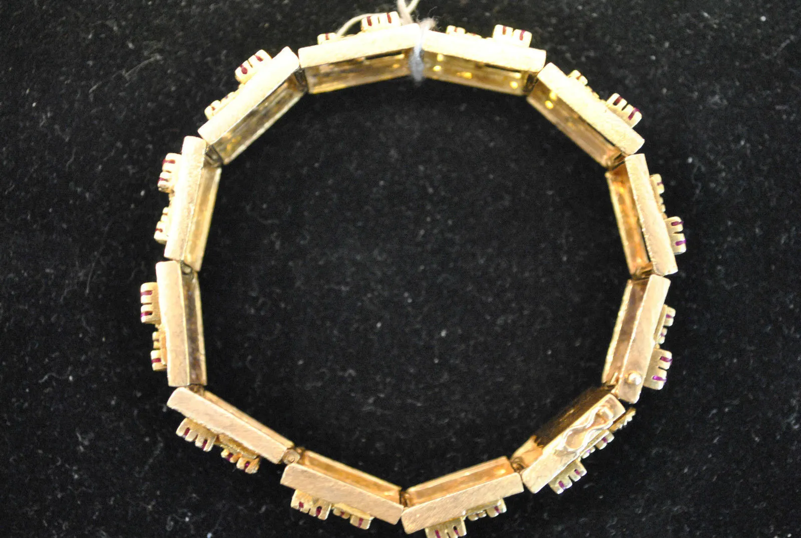 1940s Greek Key Motif 18K Yellow Gold Bracelet with 2.50 Carats of Set Rubies - $30K VALUE