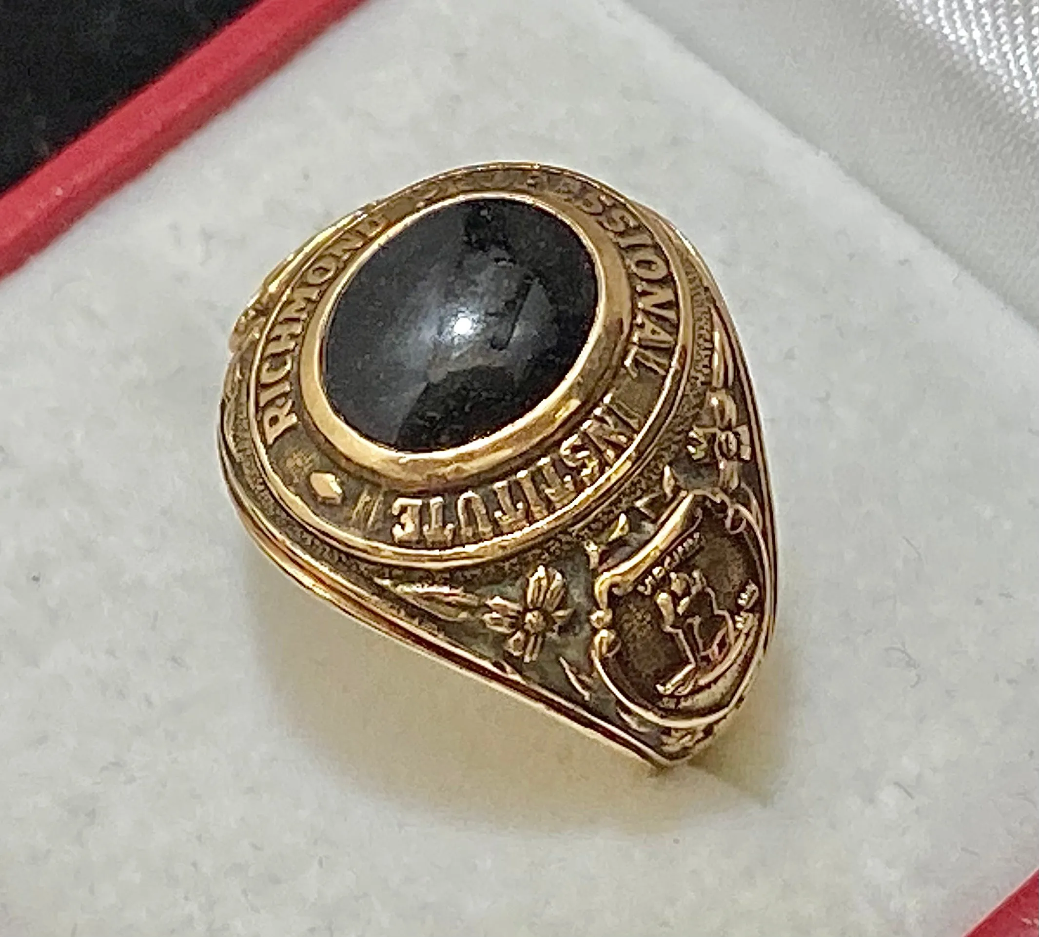 1940’s Richmond Professional Institute Solid Yellow Gold with Onyx Class Ring - $6K Appraisal Value w/CoA}