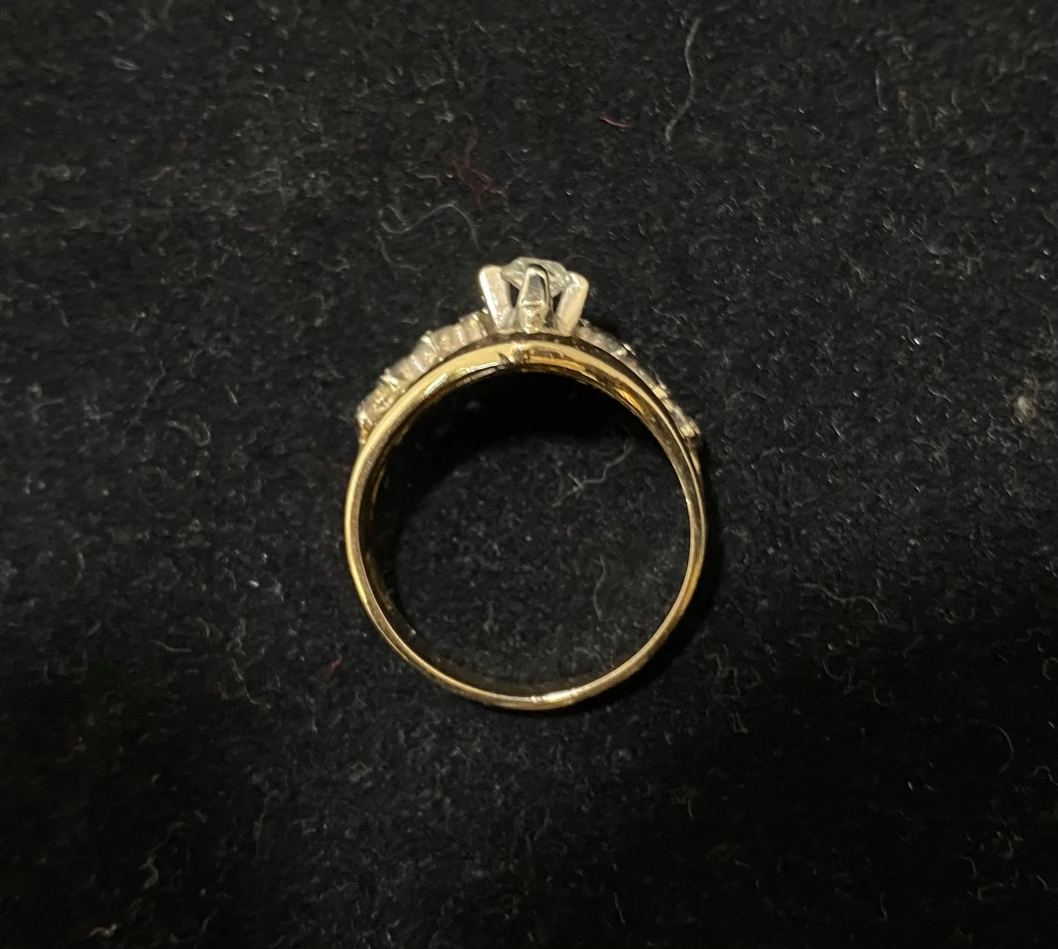 1940's Unique Designer's Solid Yellow Gold with 10 Diamonds Ring - $8K Appraisal Value w/CoA}