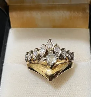 1940's Unique Designer's Solid Yellow Gold with 10 Diamonds Ring - $8K Appraisal Value w/CoA}