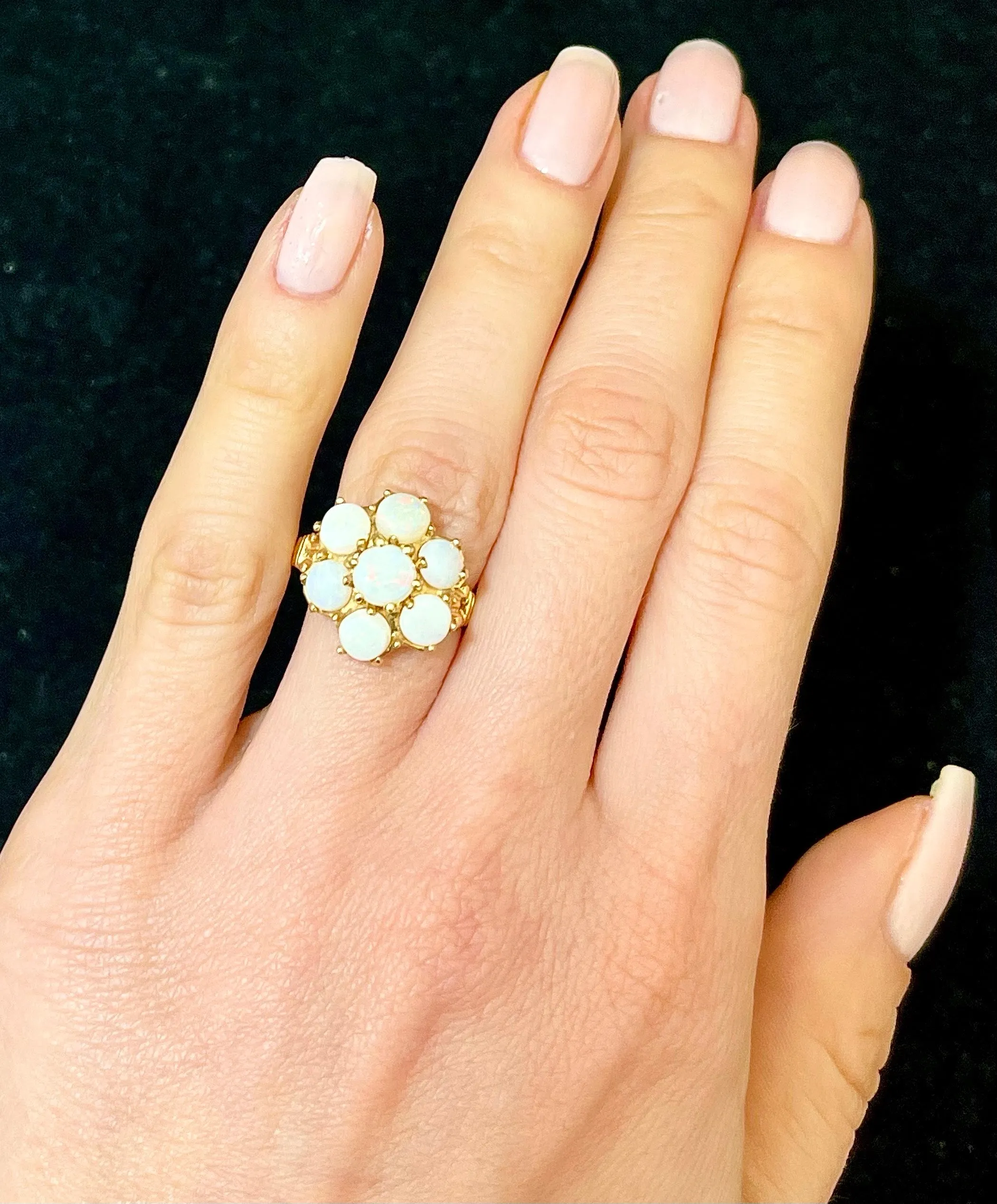 1940s Unique Handmade SYG 7-Opal Ring - $6K Appraisal Value w/CoA!