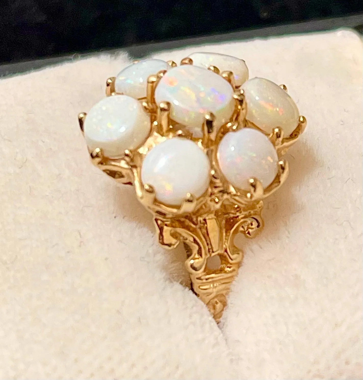 1940s Unique Handmade SYG 7-Opal Ring - $6K Appraisal Value w/CoA!