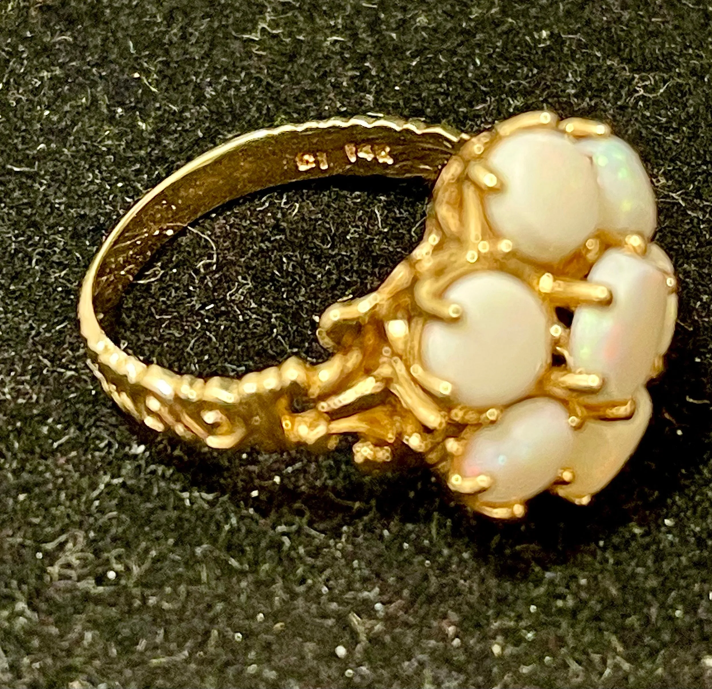 1940s Unique Handmade SYG 7-Opal Ring - $6K Appraisal Value w/CoA!
