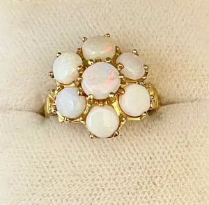 1940s Unique Handmade SYG 7-Opal Ring - $6K Appraisal Value w/CoA!