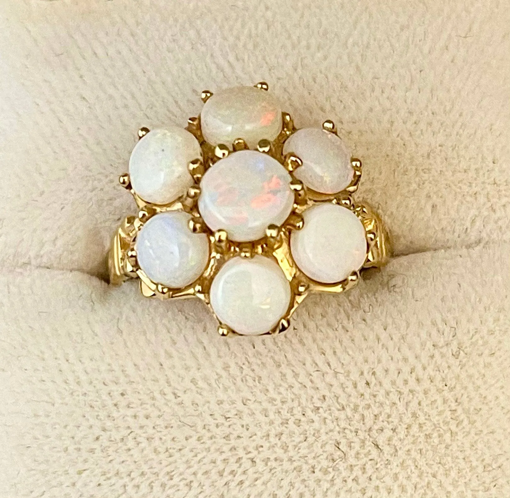 1940s Unique Handmade SYG 7-Opal Ring - $6K Appraisal Value w/CoA!