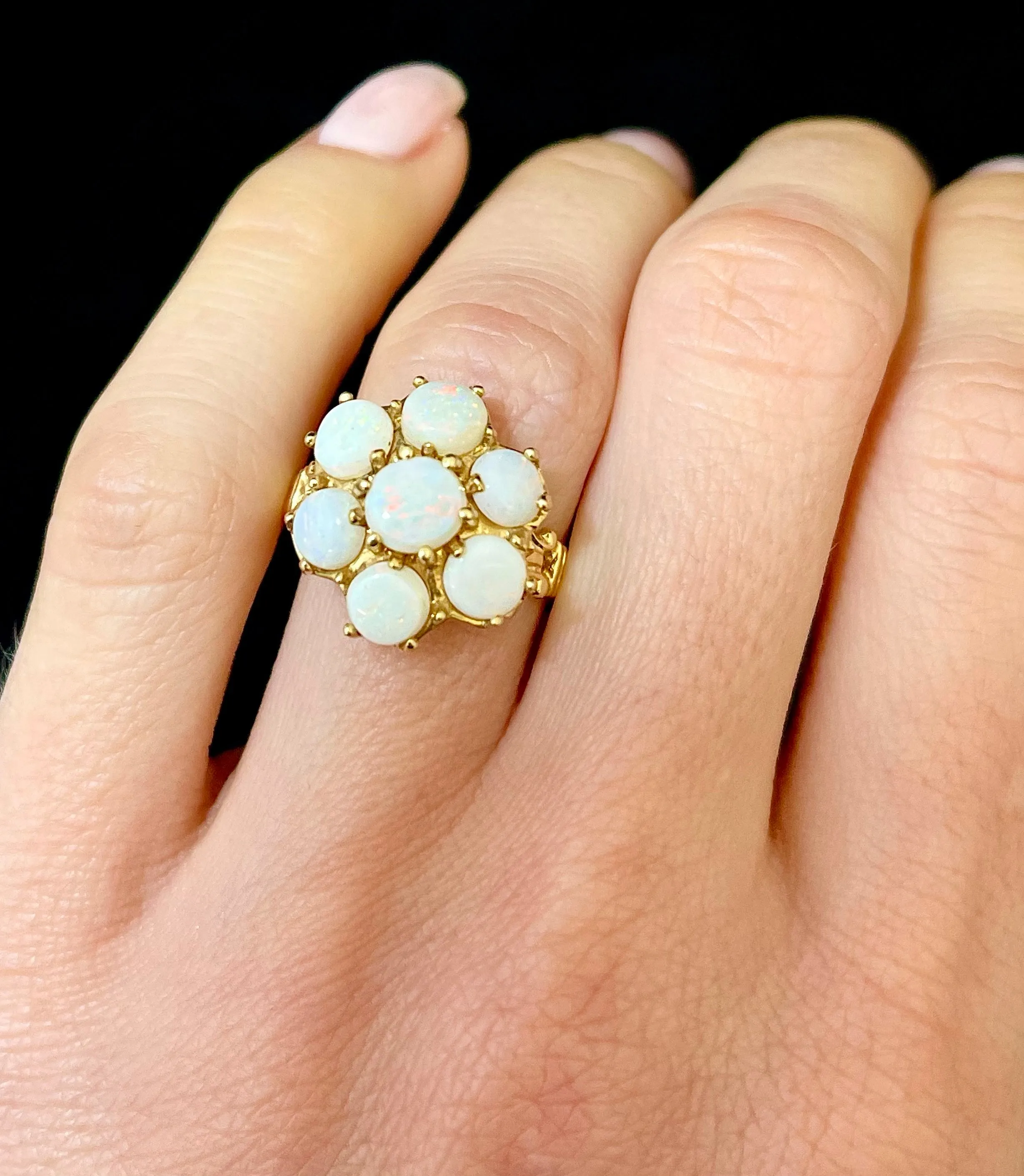 1940s Unique Handmade SYG 7-Opal Ring - $6K Appraisal Value w/CoA!