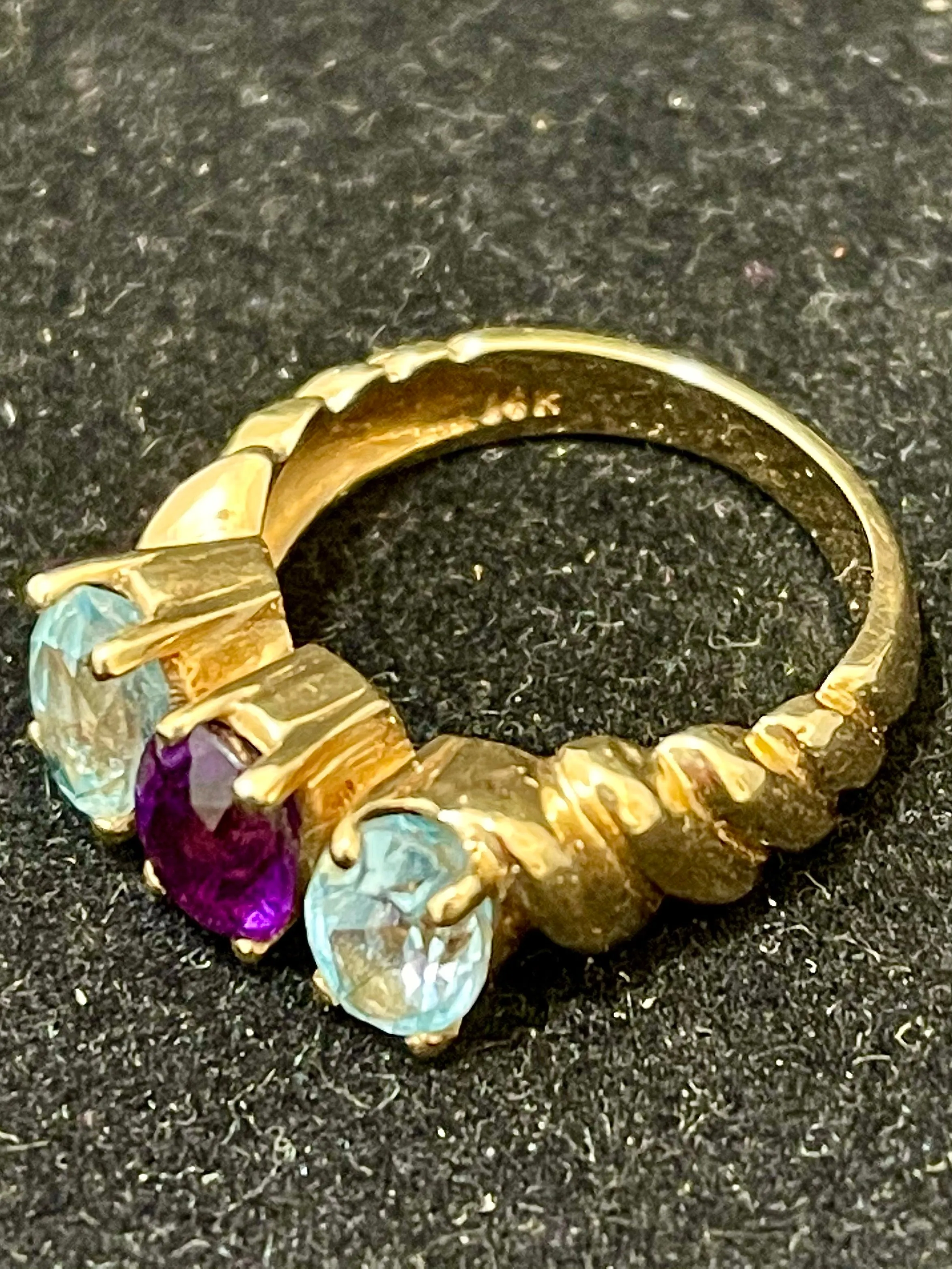 1940s Unique SYG with Amethyst & Aquamarine Ring - $5K Appraisal Value w/CoA!