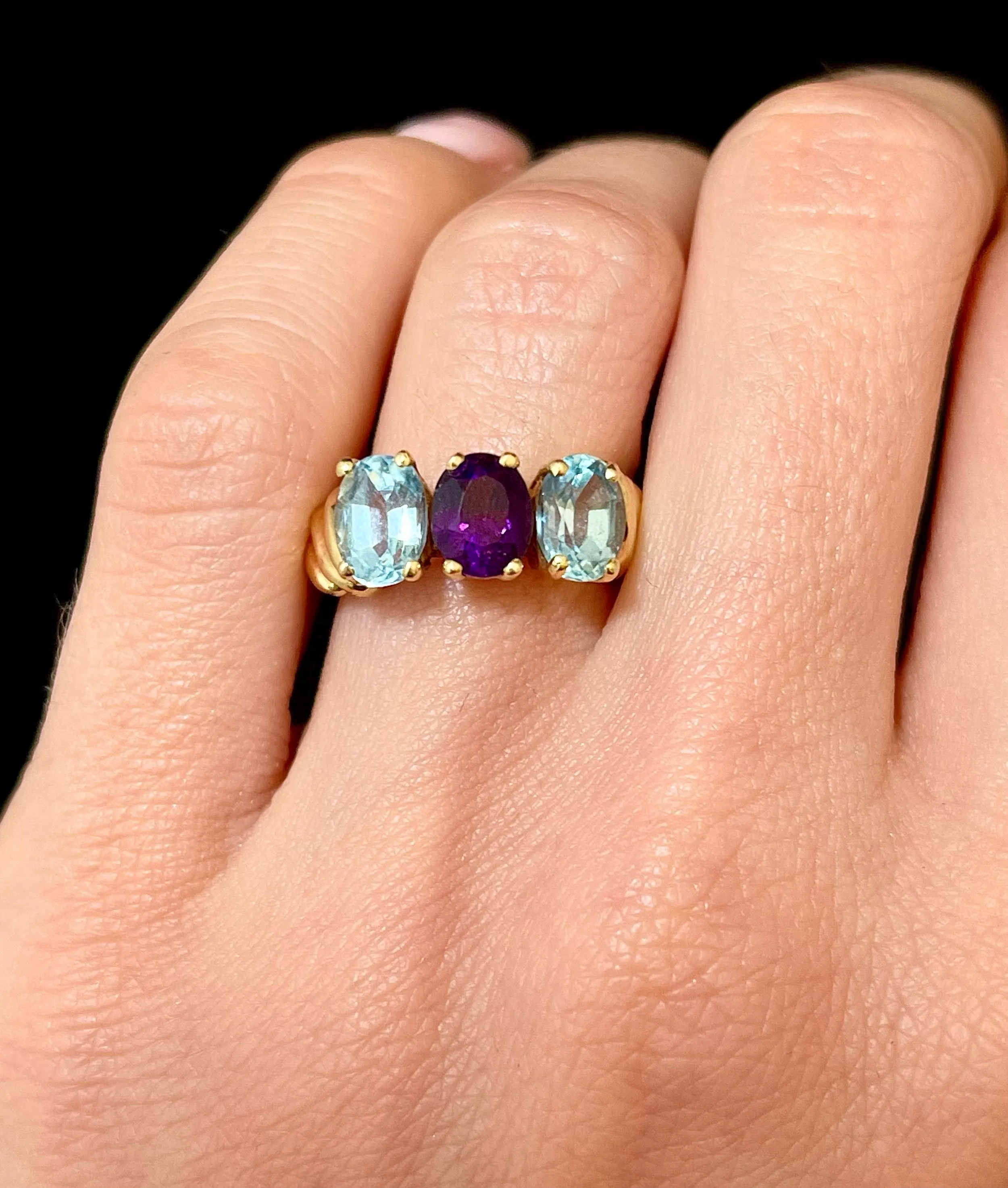 1940s Unique SYG with Amethyst & Aquamarine Ring - $5K Appraisal Value w/CoA!