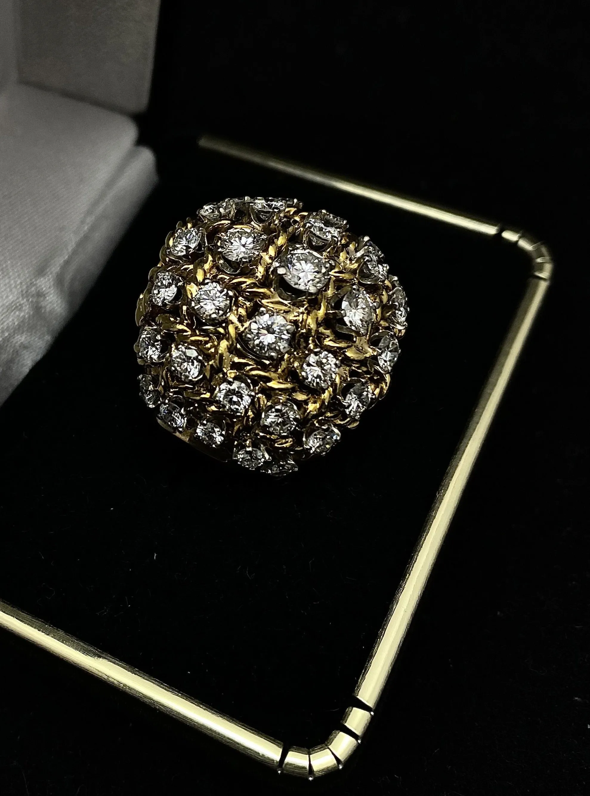 1940's VCA-Style 18K Yellow Gold Dome-Shaped Ring w/ 35 Diamonds! - $40K Appraisal Value w/ CoA!