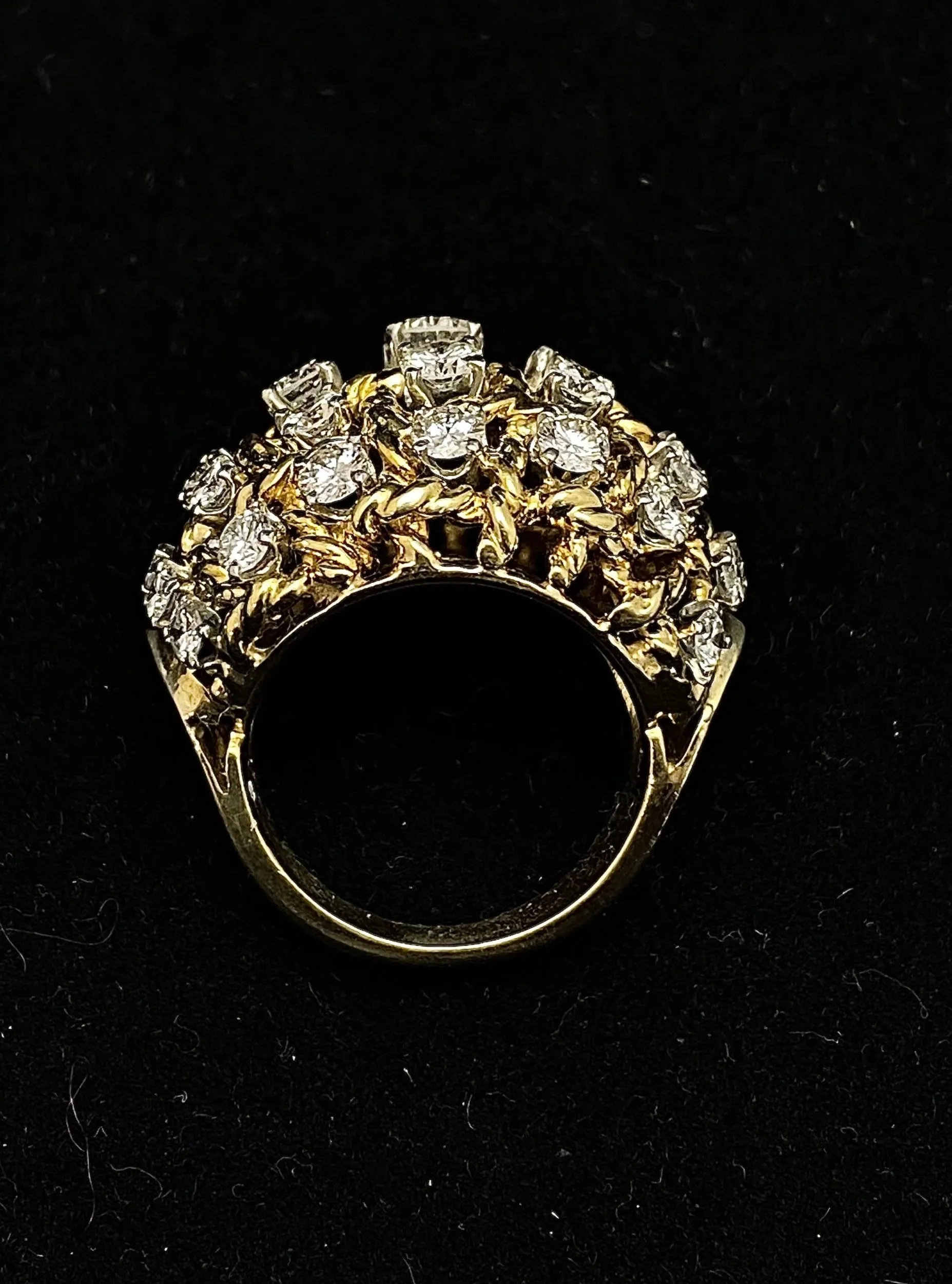 1940's VCA-Style 18K Yellow Gold Dome-Shaped Ring w/ 35 Diamonds! - $40K Appraisal Value w/ CoA!
