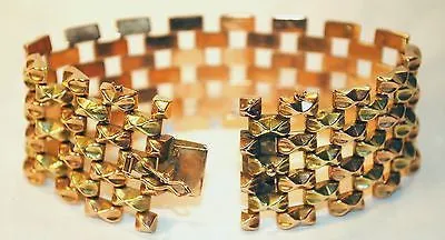 1940s Vintage Tank Track/Tread Style Bracelet in 18K Yellow & Rose Gold - $15K VALUE