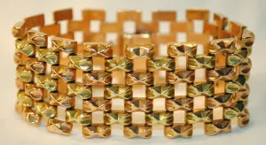 1940s Vintage Tank Track/Tread Style Bracelet in 18K Yellow & Rose Gold - $15K VALUE