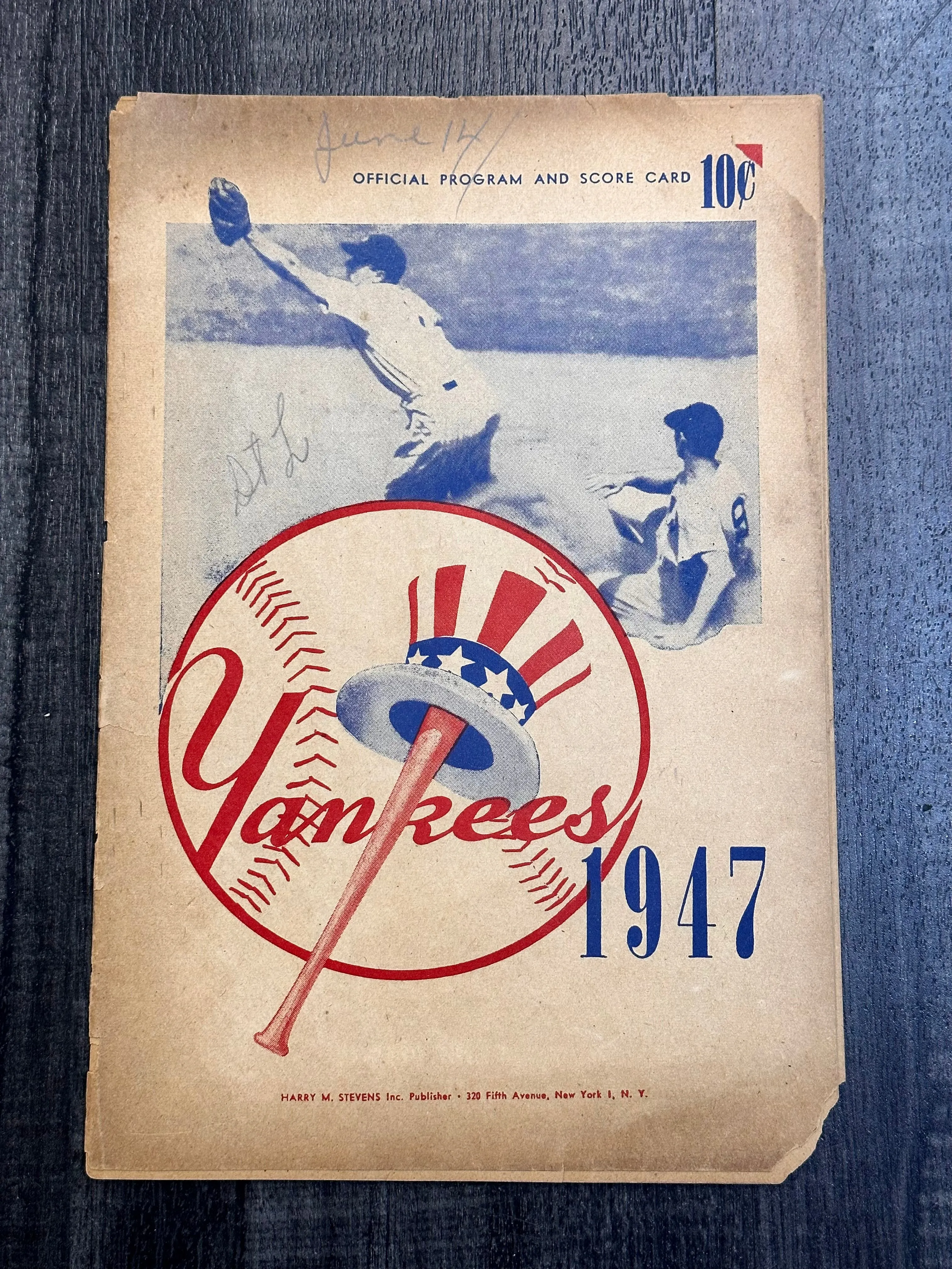 1947 NY Yankees vs. SL Cardinals Program with the Star Lineup - $600 APR w/ CoA!