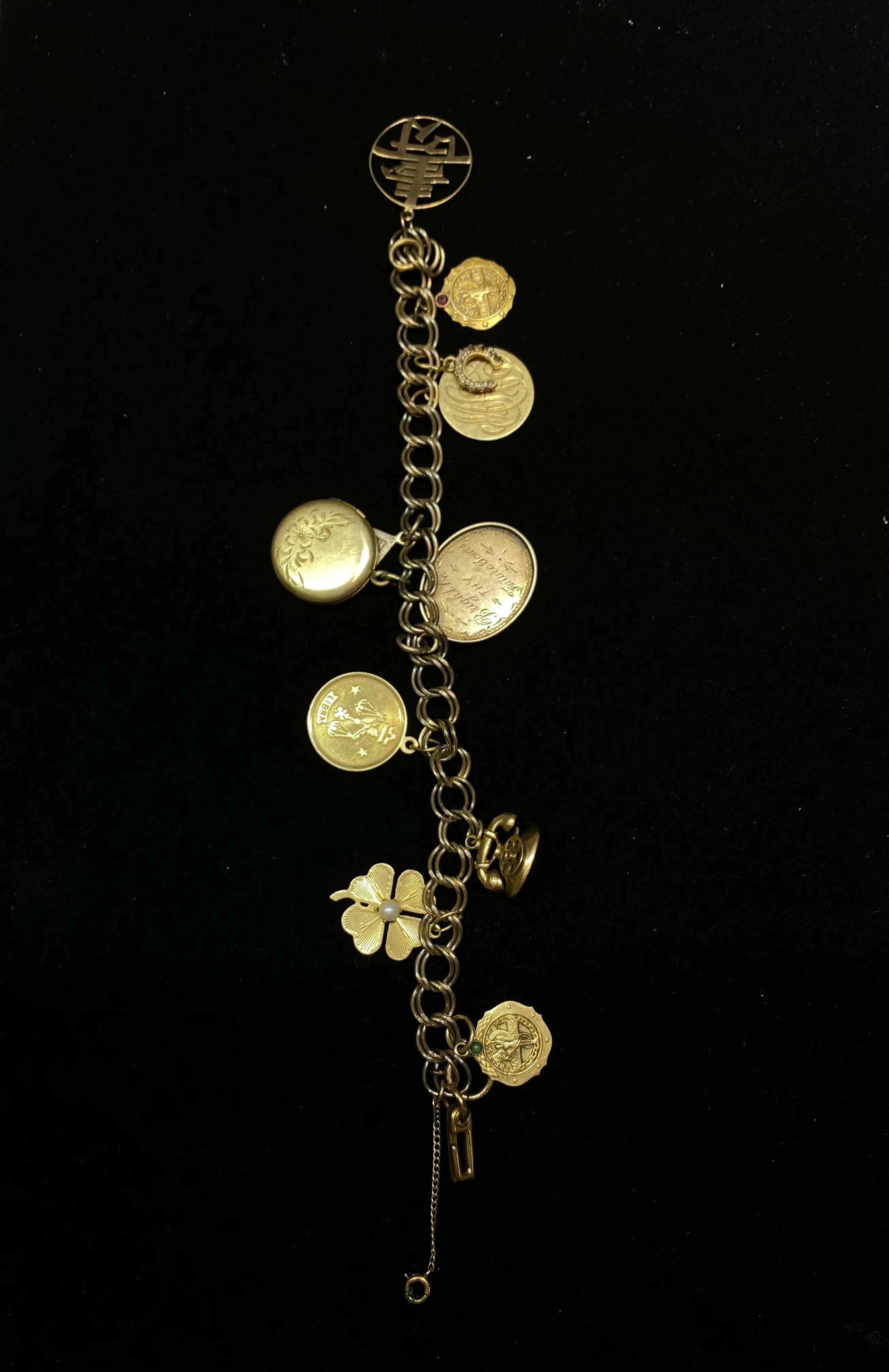 1950's Antique SYG Multi Charm Locket Bracelet - $10K Appraisal Value w/ CoA}