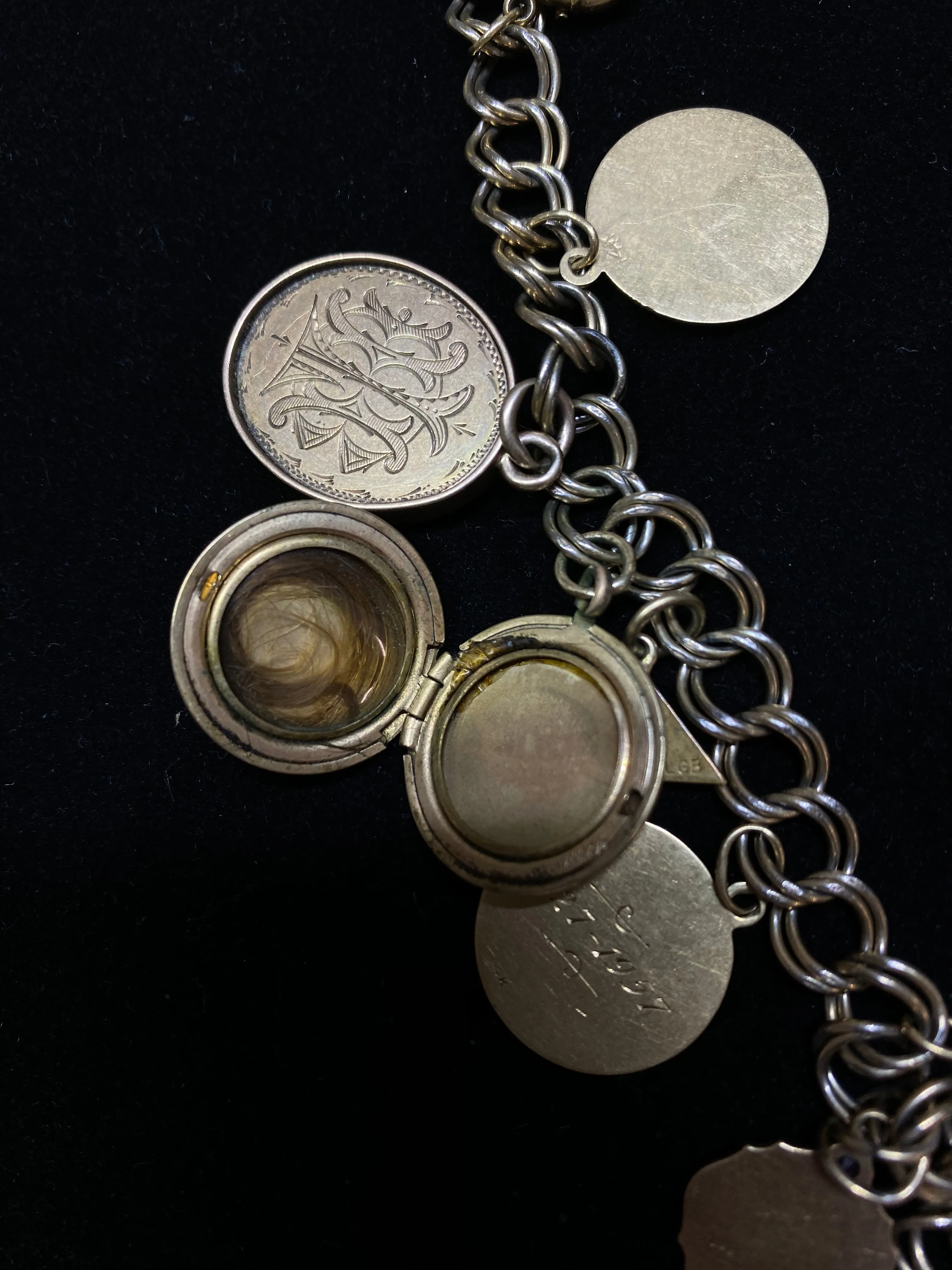 1950's Antique SYG Multi Charm Locket Bracelet - $10K Appraisal Value w/ CoA}