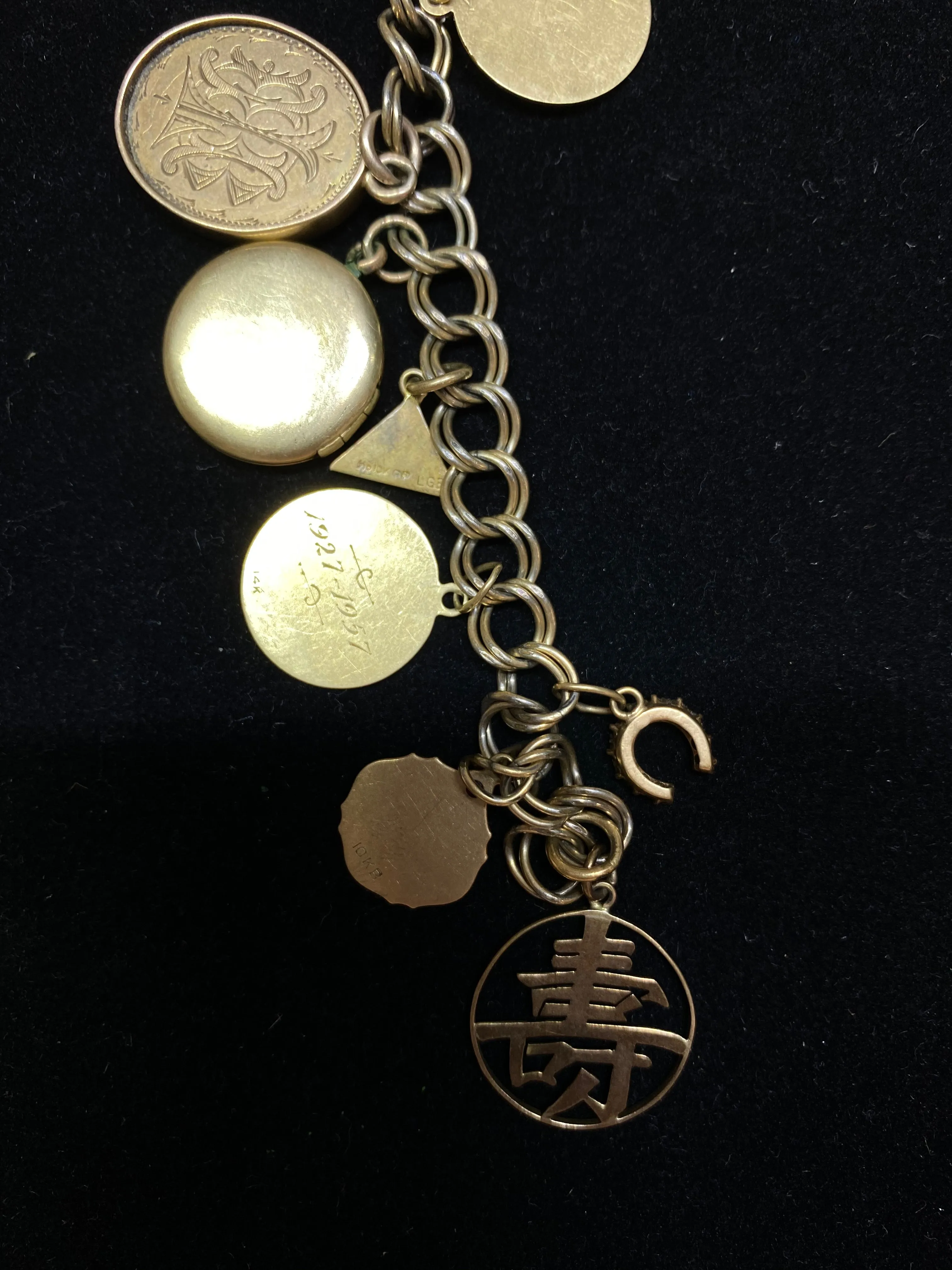 1950's Antique SYG Multi Charm Locket Bracelet - $10K Appraisal Value w/ CoA}