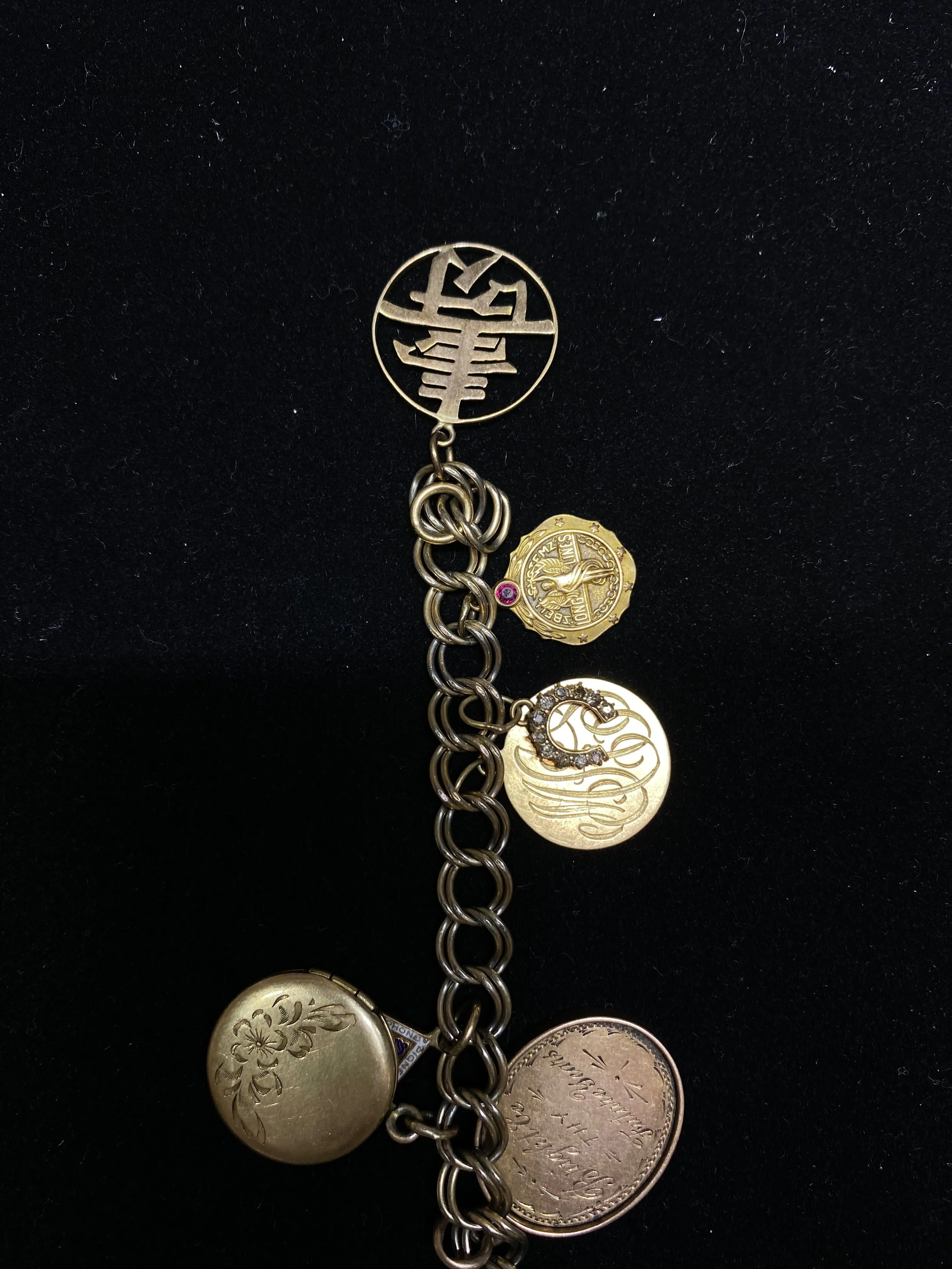 1950's Antique SYG Multi Charm Locket Bracelet - $10K Appraisal Value w/ CoA}
