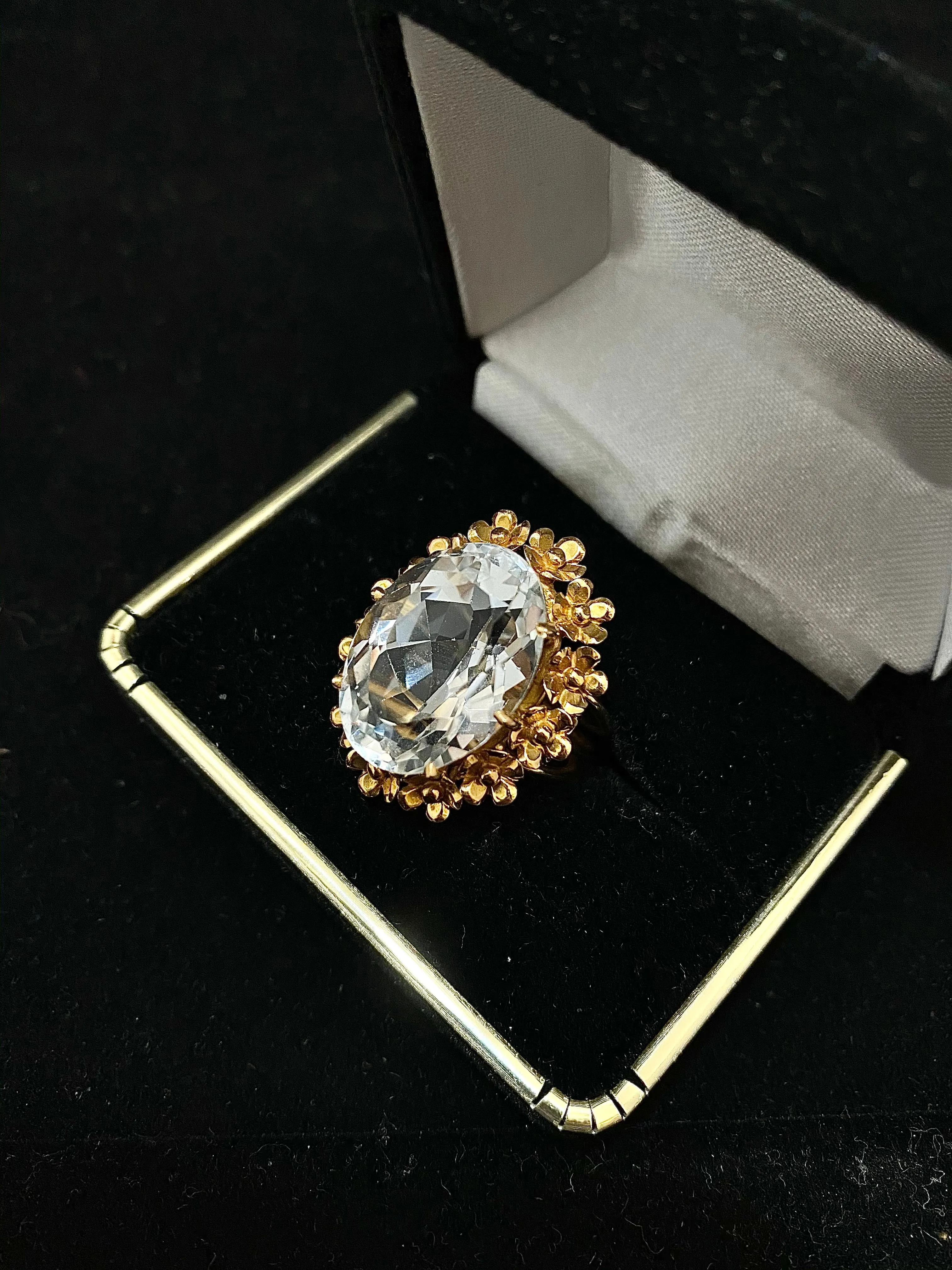 1950's Designer 18KYG 40 Ct. Rock Crystal Ring - $5K Appraisal Value w/ CoA }