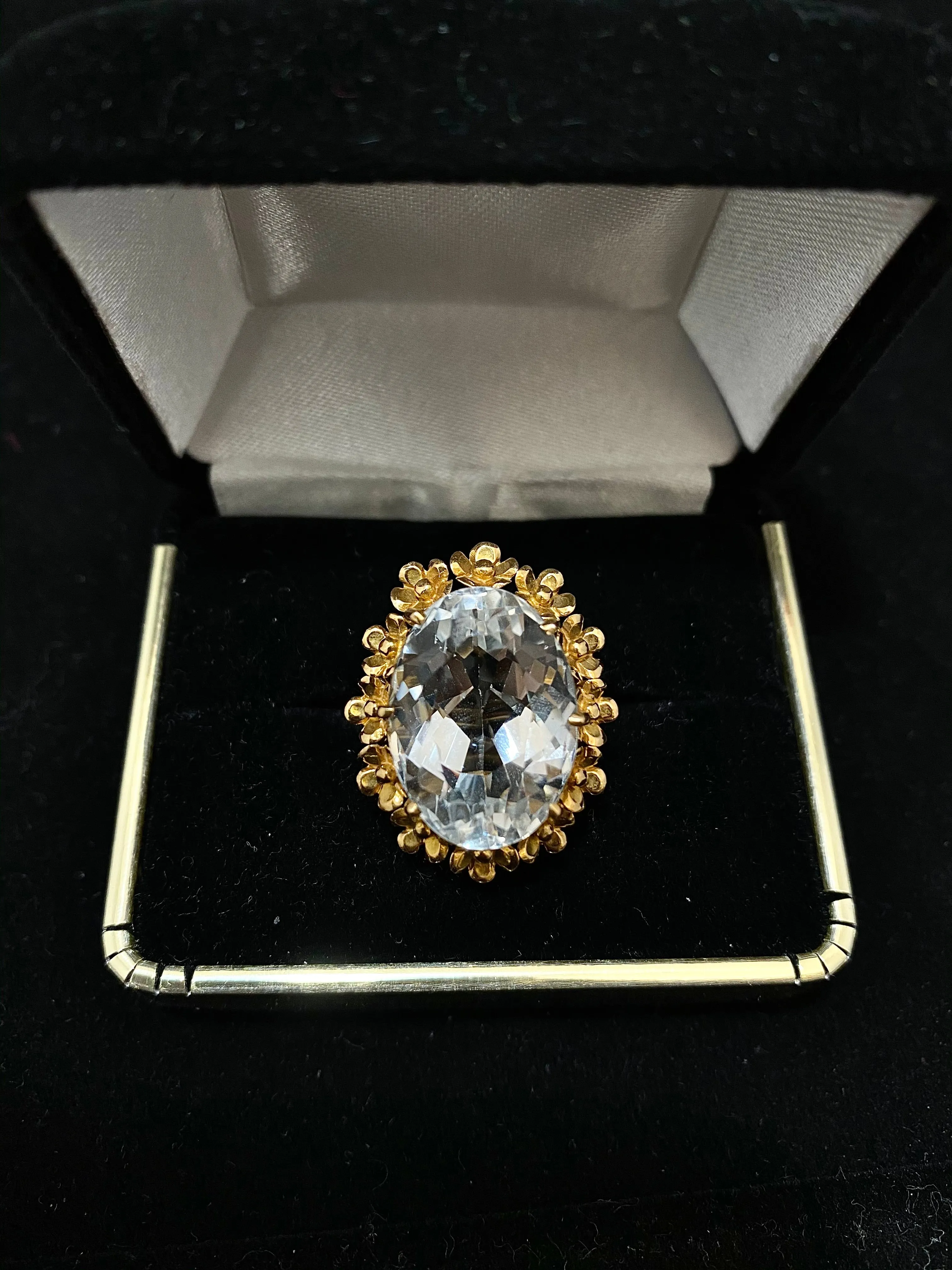 1950's Designer 18KYG 40 Ct. Rock Crystal Ring - $5K Appraisal Value w/ CoA }