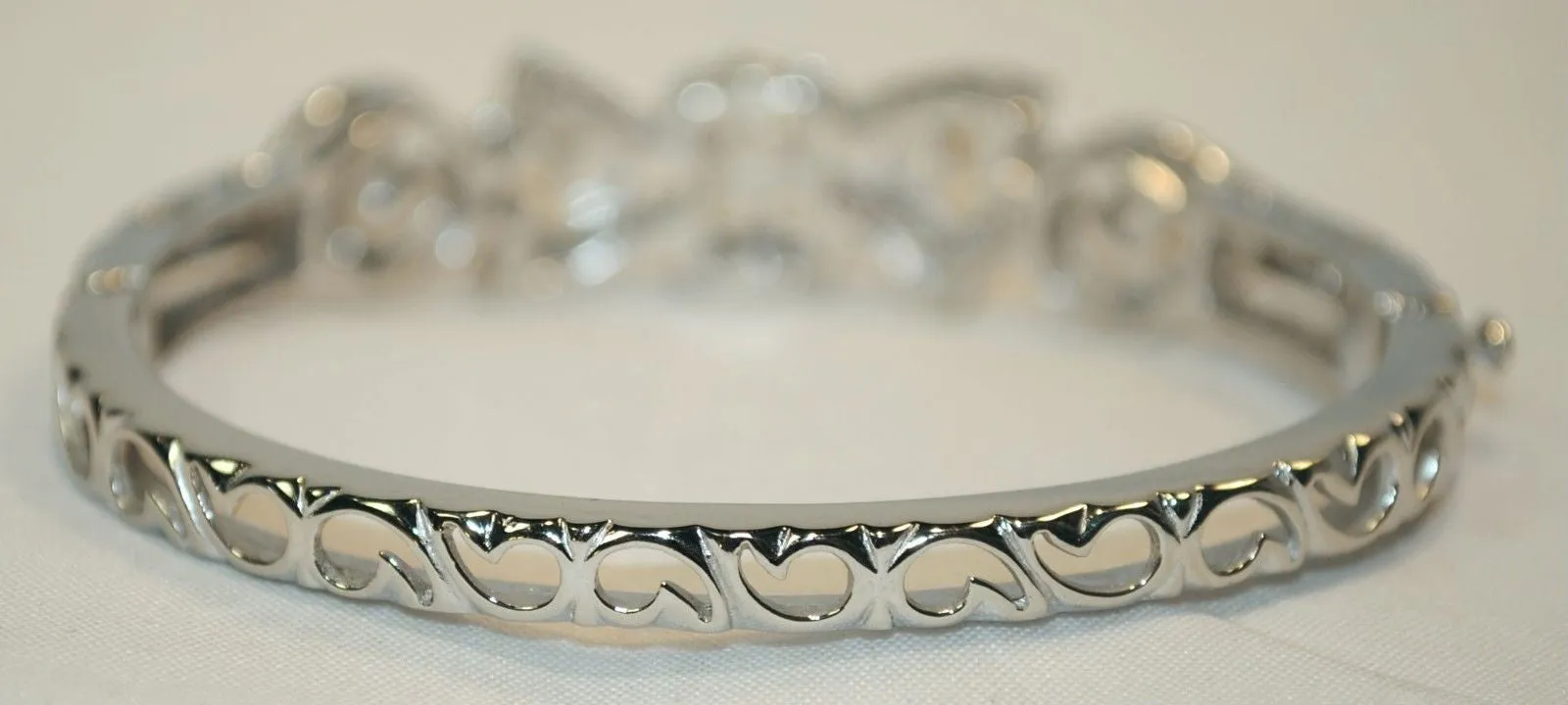 1950s Vintage Diamond & Pearl Hinged Bracelet in 14K White Gold - $15K VALUE