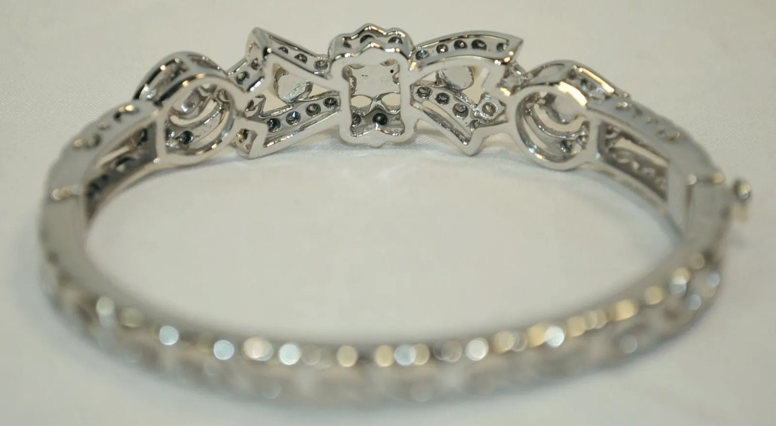 1950s Vintage Diamond & Pearl Hinged Bracelet in 14K White Gold - $15K VALUE