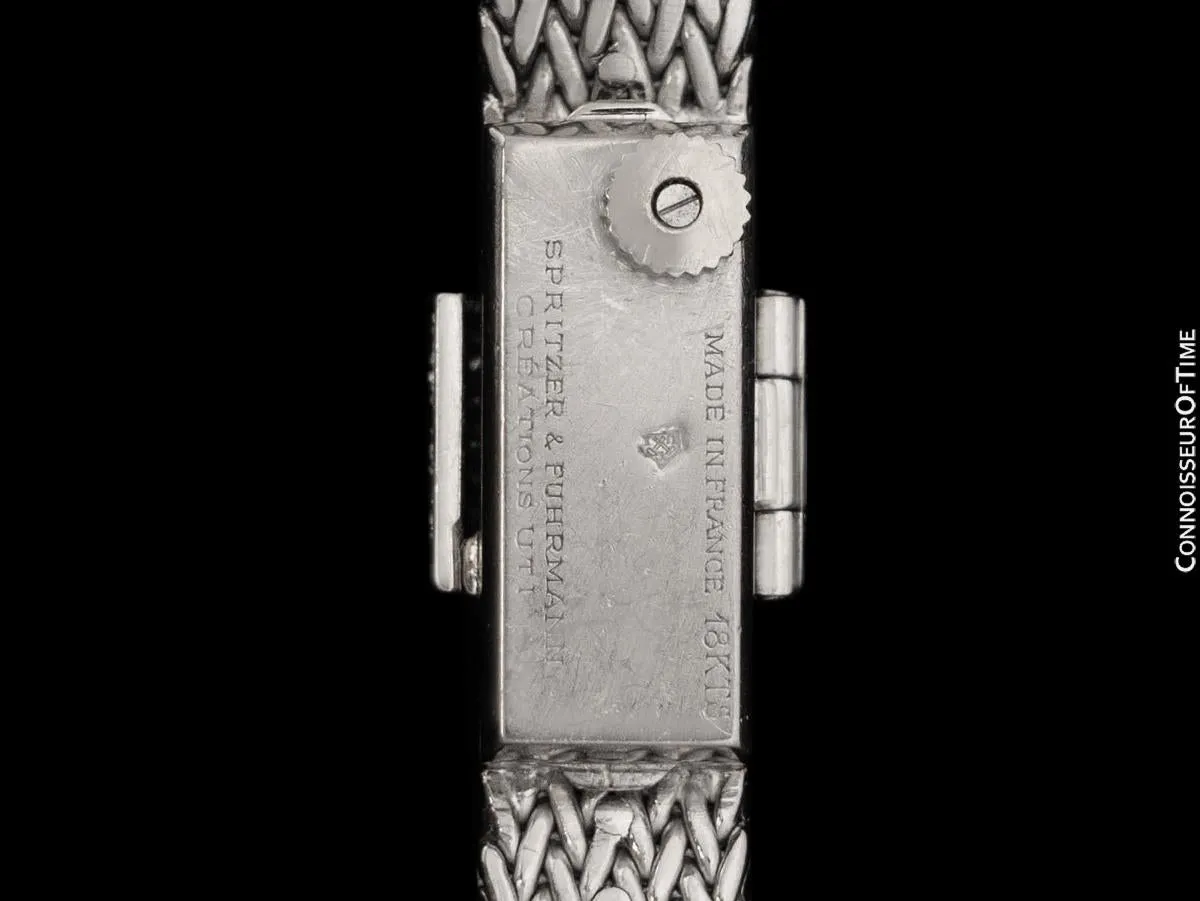 1960's Blancpain S F Vintage Ladies Backwind Cocktail Watch - 18K White Gold & Diamonds