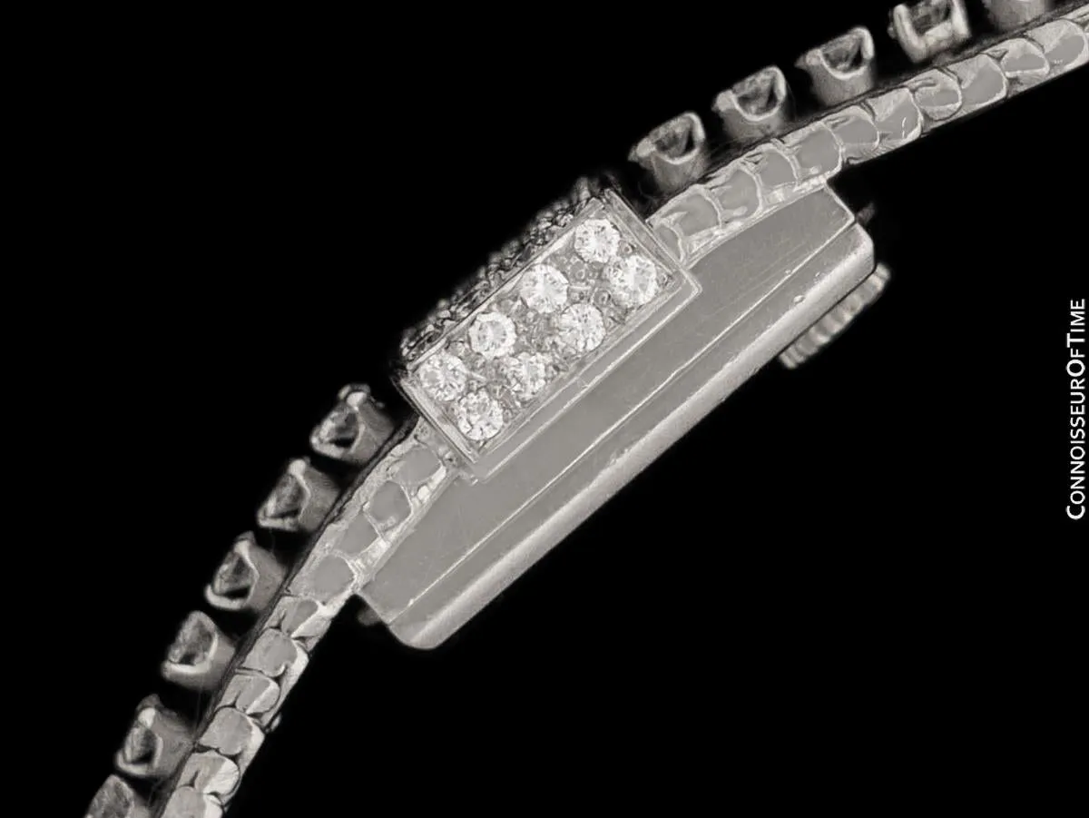 1960's Blancpain S F Vintage Ladies Backwind Cocktail Watch - 18K White Gold & Diamonds