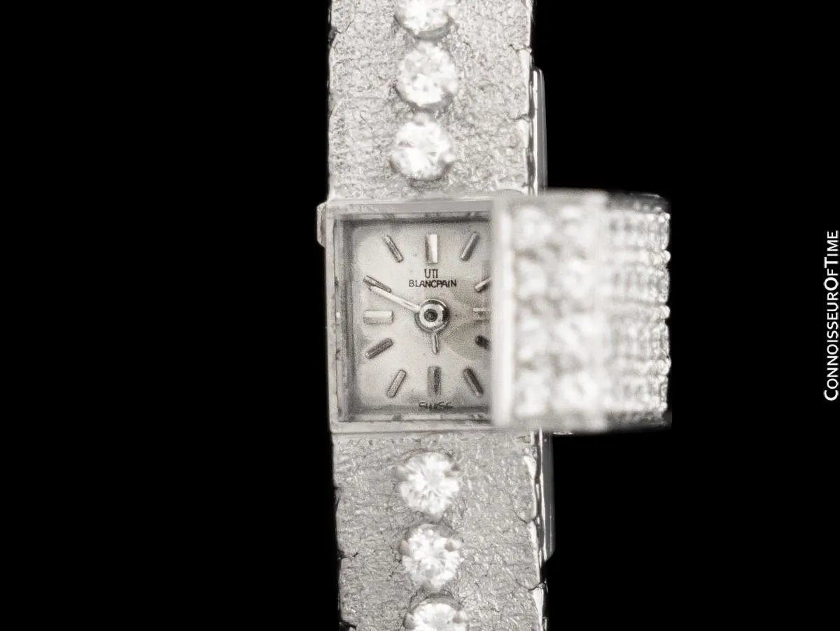 1960's Blancpain S F Vintage Ladies Backwind Cocktail Watch - 18K White Gold & Diamonds