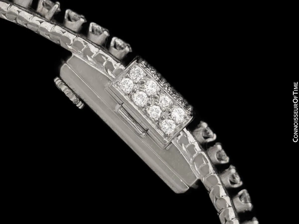 1960's Blancpain S F Vintage Ladies Backwind Cocktail Watch - 18K White Gold & Diamonds