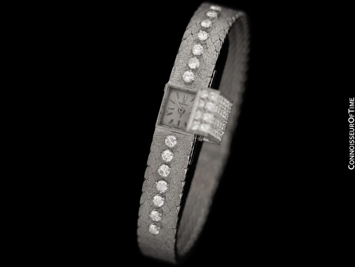 1960's Blancpain S F Vintage Ladies Backwind Cocktail Watch - 18K White Gold & Diamonds