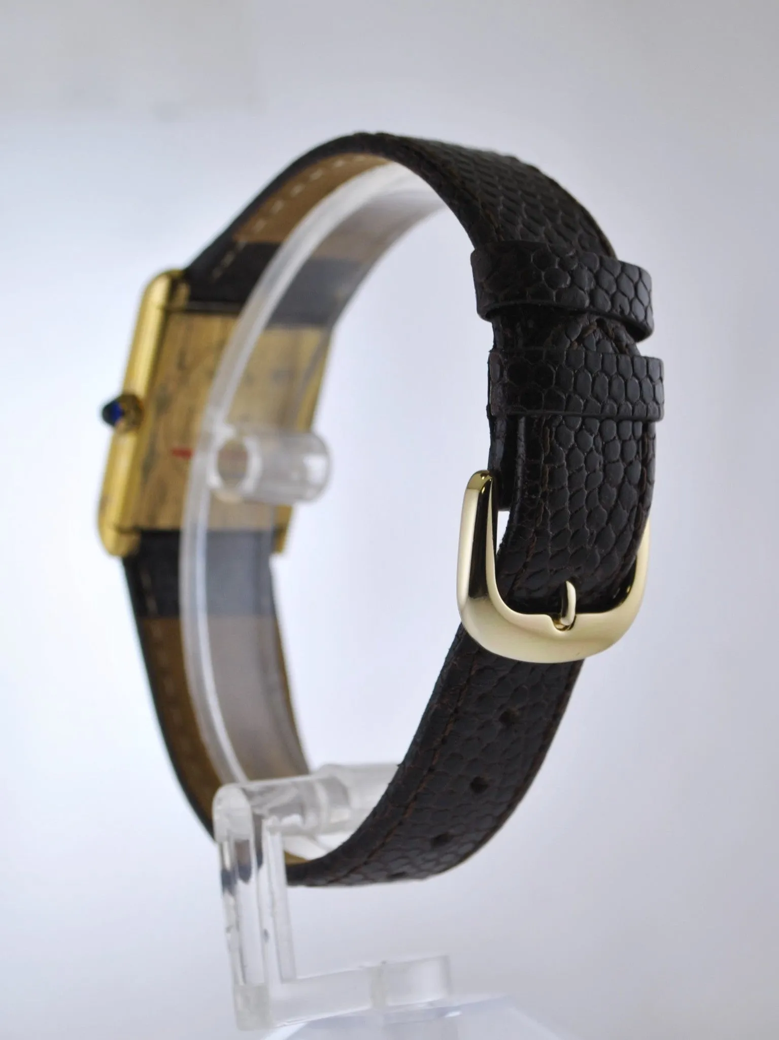 1960's Cartier Classic Vintage Men's Wristwatch Gold Tone on Brown Leather Strap - $6K VALUE