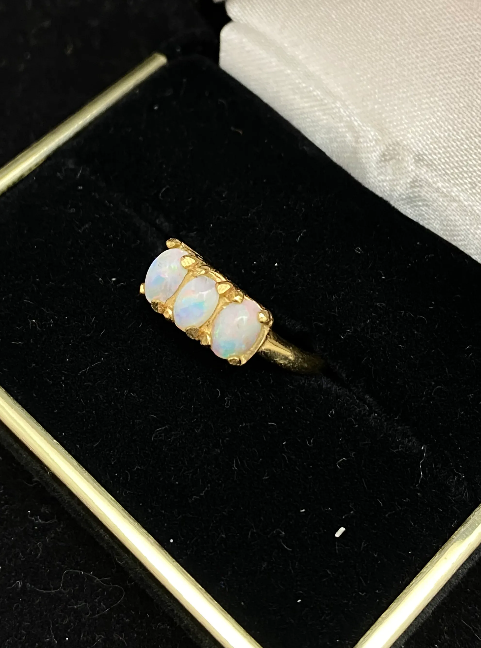 1960's Very Unique Designer Solid Yellow Gold 3-Opal Ring - $4K Appraisal Value w/ CoA!