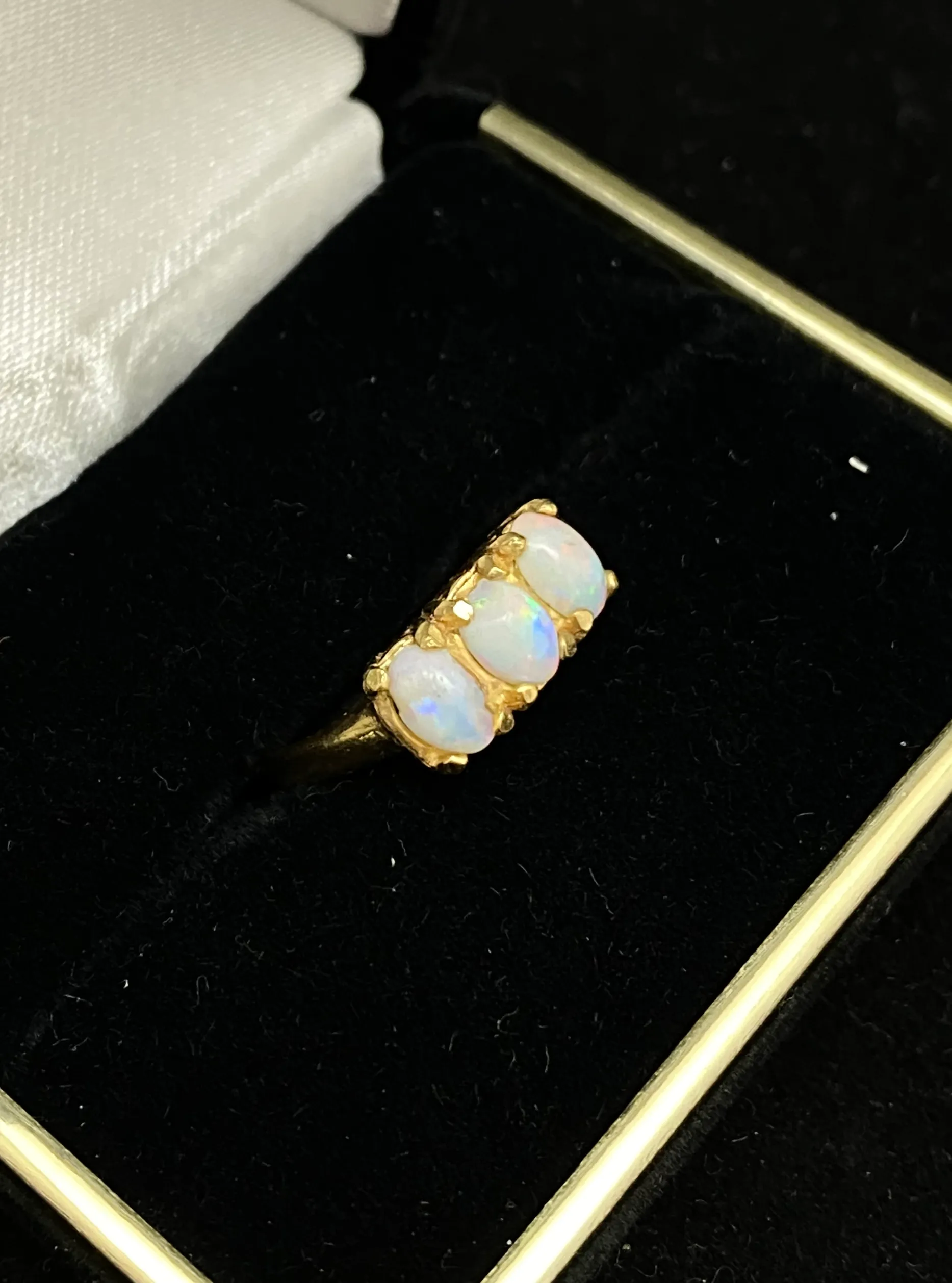 1960's Very Unique Designer Solid Yellow Gold 3-Opal Ring - $4K Appraisal Value w/ CoA!