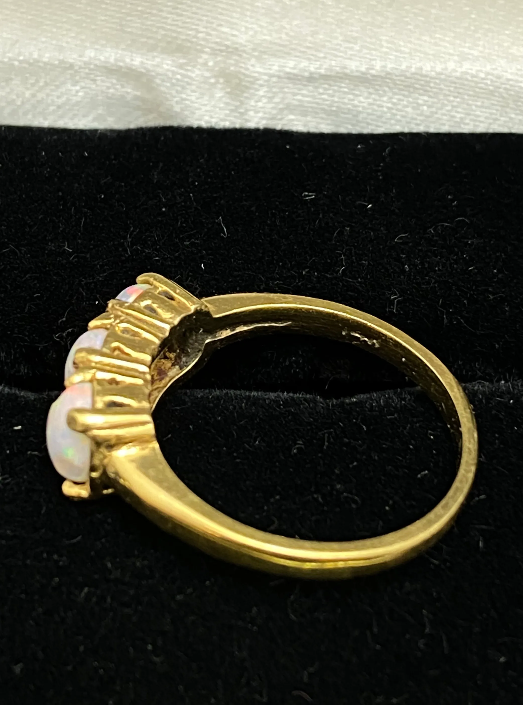 1960's Very Unique Designer Solid Yellow Gold 3-Opal Ring - $4K Appraisal Value w/ CoA!