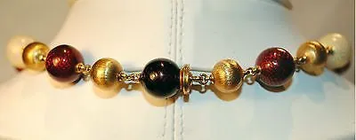 1960s Vintage 18K Yellow Gold & Guilloche Enamel Bead Necklace - $10K VALUE