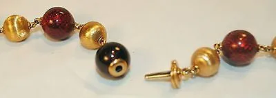 1960s Vintage 18K Yellow Gold & Guilloche Enamel Bead Necklace - $10K VALUE