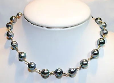 1960s Vintage Peacock Orient Baroque Pearl Station Necklace with Emerald Toggle - $12K VALUE
