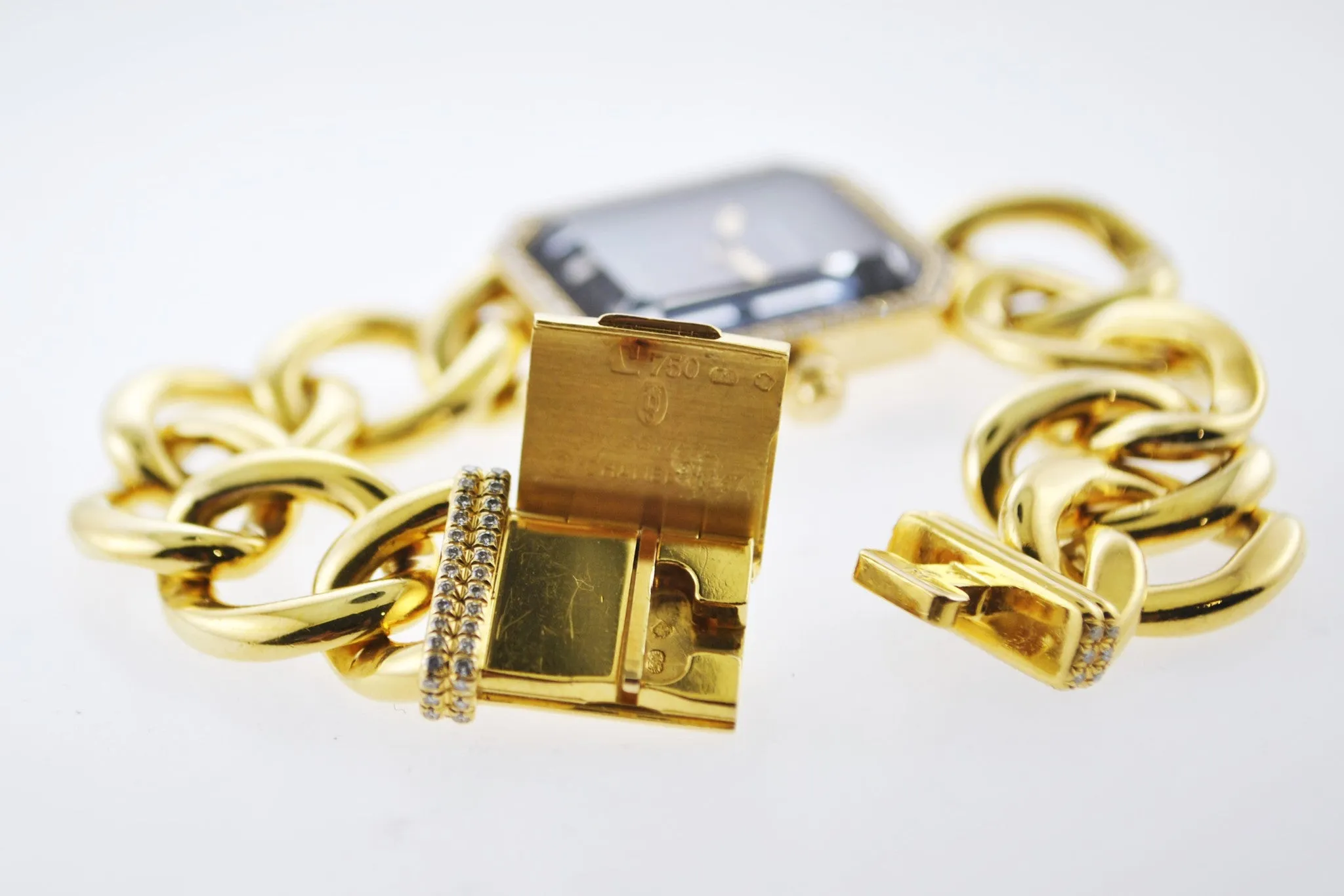 1987 Chanel Premiere H3259 Ladies Rectangle Wristwatch Diamond in 18 Karat Yellow Gold on Original Chain Band - $30K VALUE, w/Cert