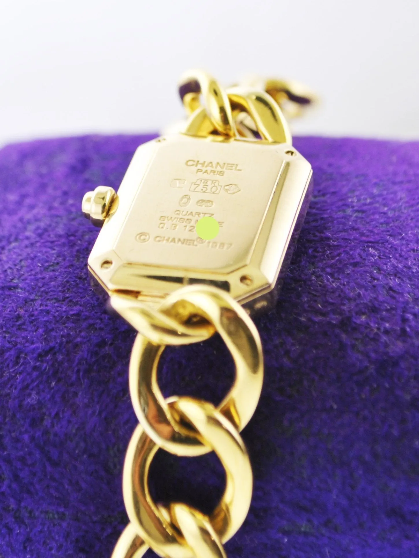 1987 Chanel Premiere H3259 Ladies Rectangle Wristwatch Diamond in 18 Karat Yellow Gold on Original Chain Band - $30K VALUE, w/Cert