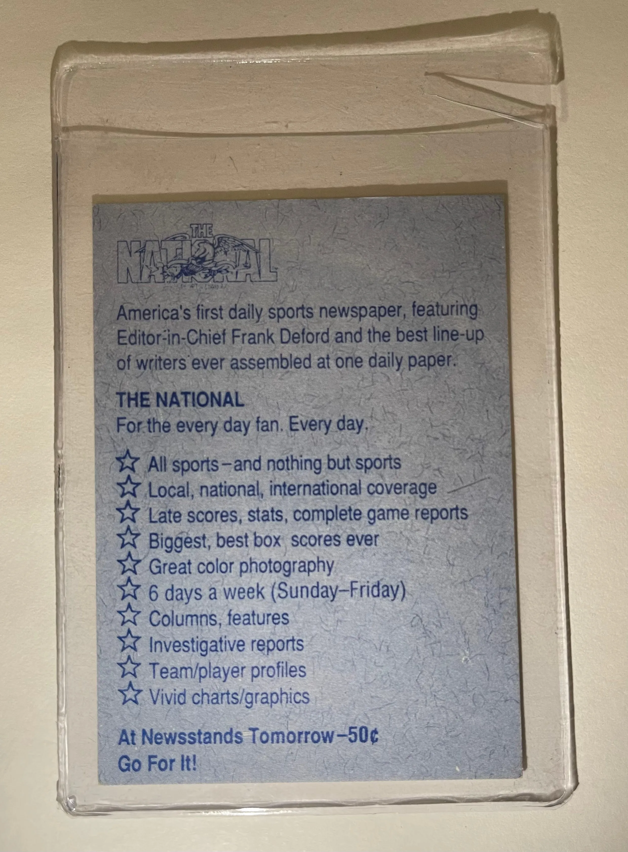 1990 THE NATIONAL SPORTS DAILY PROMO EWING X MICHAEL JORDAN - $200 APR W COA!!!!