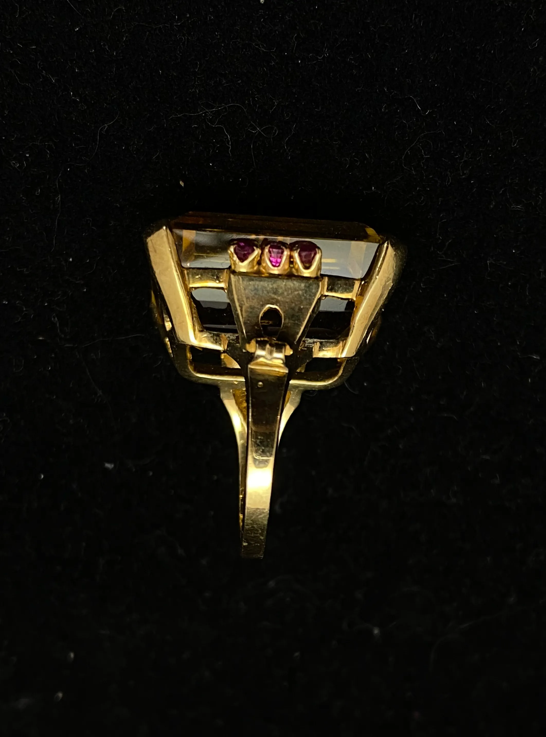 20 ct. Citrine & 6-Ruby Unique Designer Solid Yellow Gold Ring - $6K APR w/CoA!!