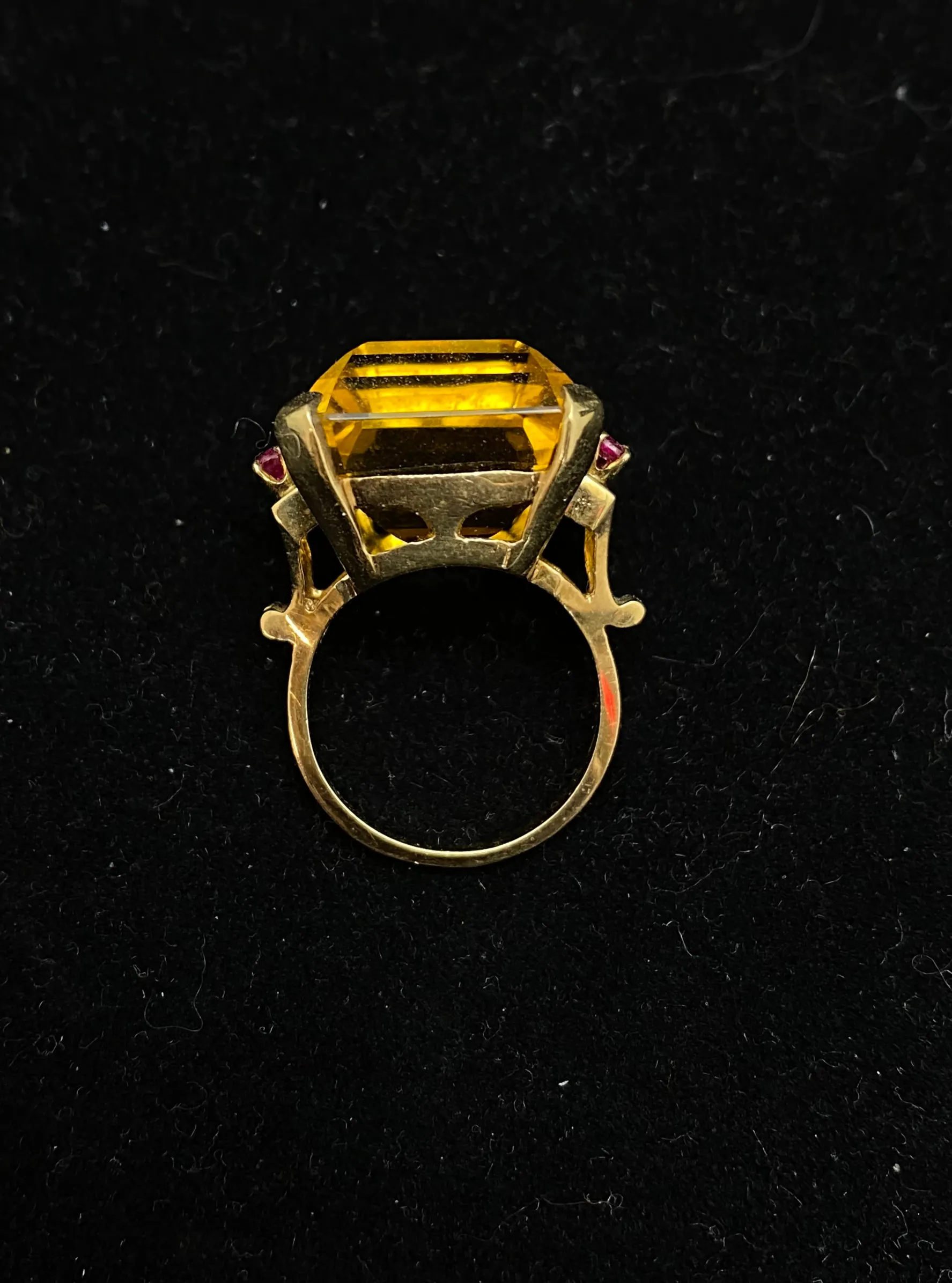 20 ct. Citrine & 6-Ruby Unique Designer Solid Yellow Gold Ring - $6K APR w/CoA!!